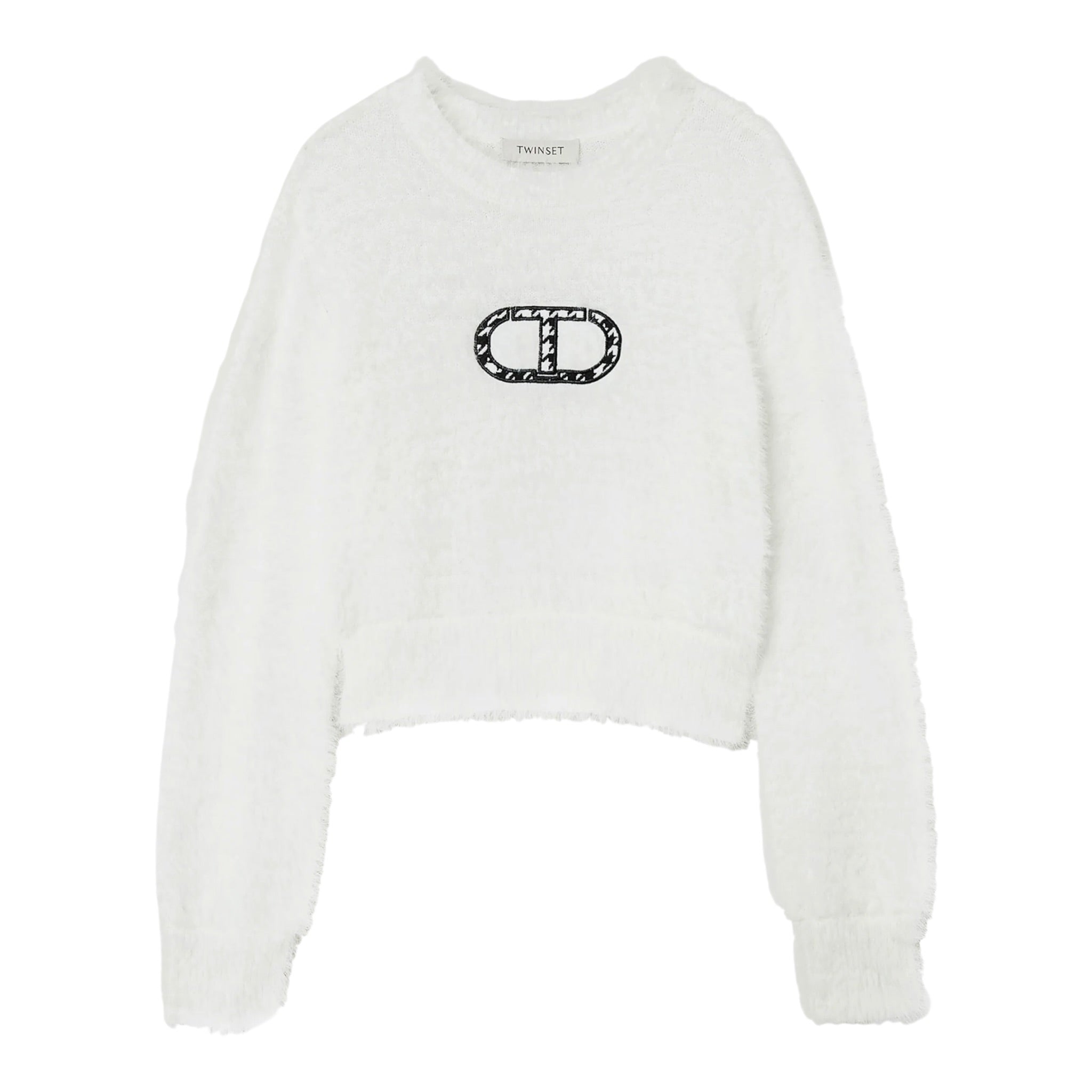 Twinset Maglia Girocollo tinta unita con Logo Panna per Bambina 242GJ3210X PANNA TWINSET 
