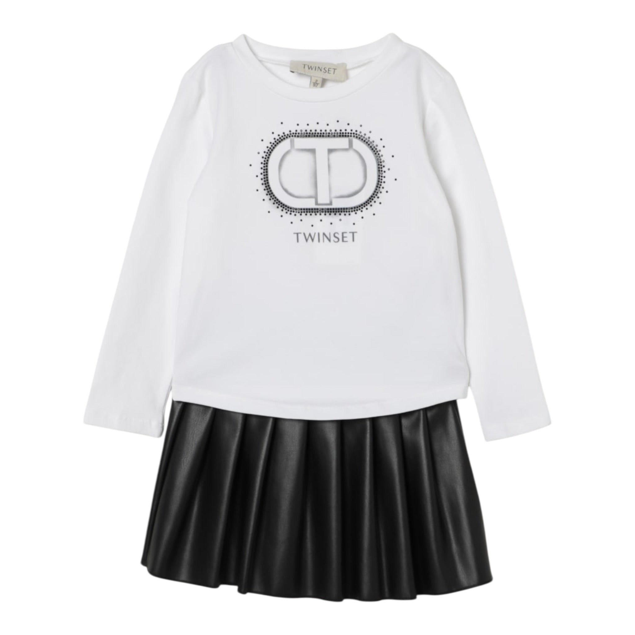 Twinset Completo 2 Pezzi Shirt-Gonna Bicolore Panna/Nero per Bambina 252GB2040J PANNA/NERO TWINSET 