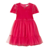 Twinset Abito In Velluto Mezza Manica con Tulle Fuxia per Bambina 252GB2200 FUXIA TWINSET 
