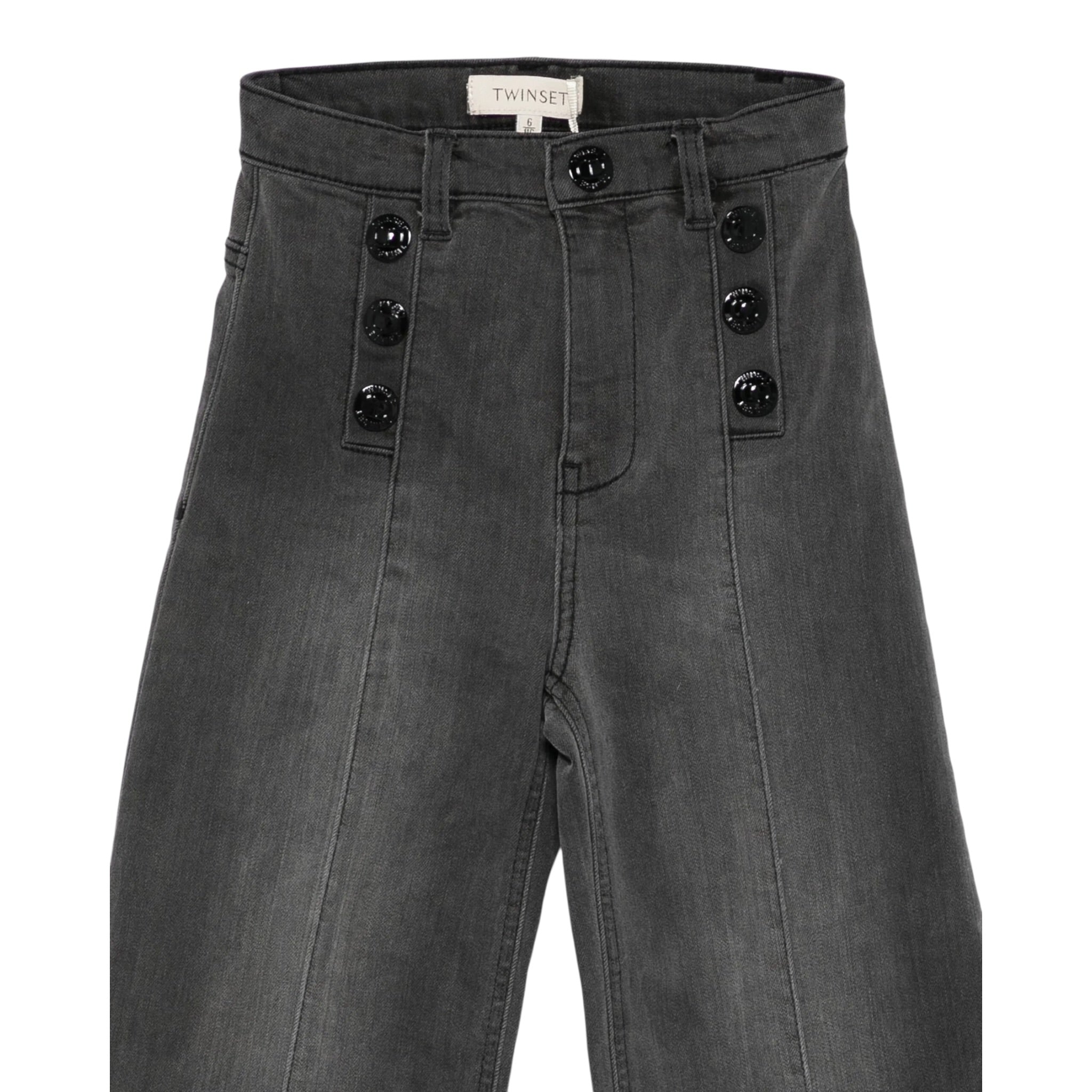 Twinset Jeans tinta unita con Bottoni Modello A Palazzo Grigio per Bambina 252GB2250X GRIGIO TWINSET 