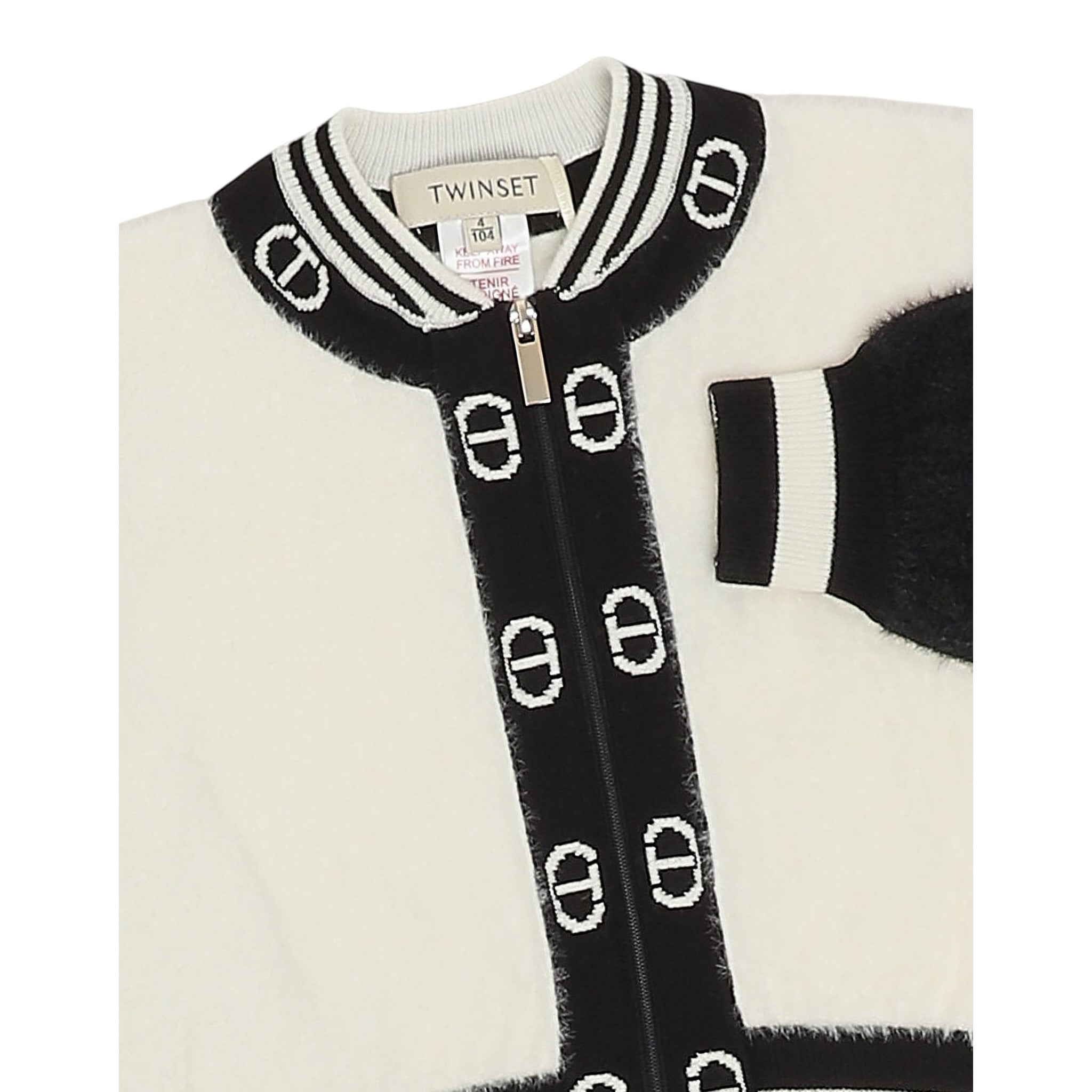 Twinset Cardigan Bicolore Logato Bianco/Nero per Neonata 252GB3020NX BIANCO/NERO TWINSET 