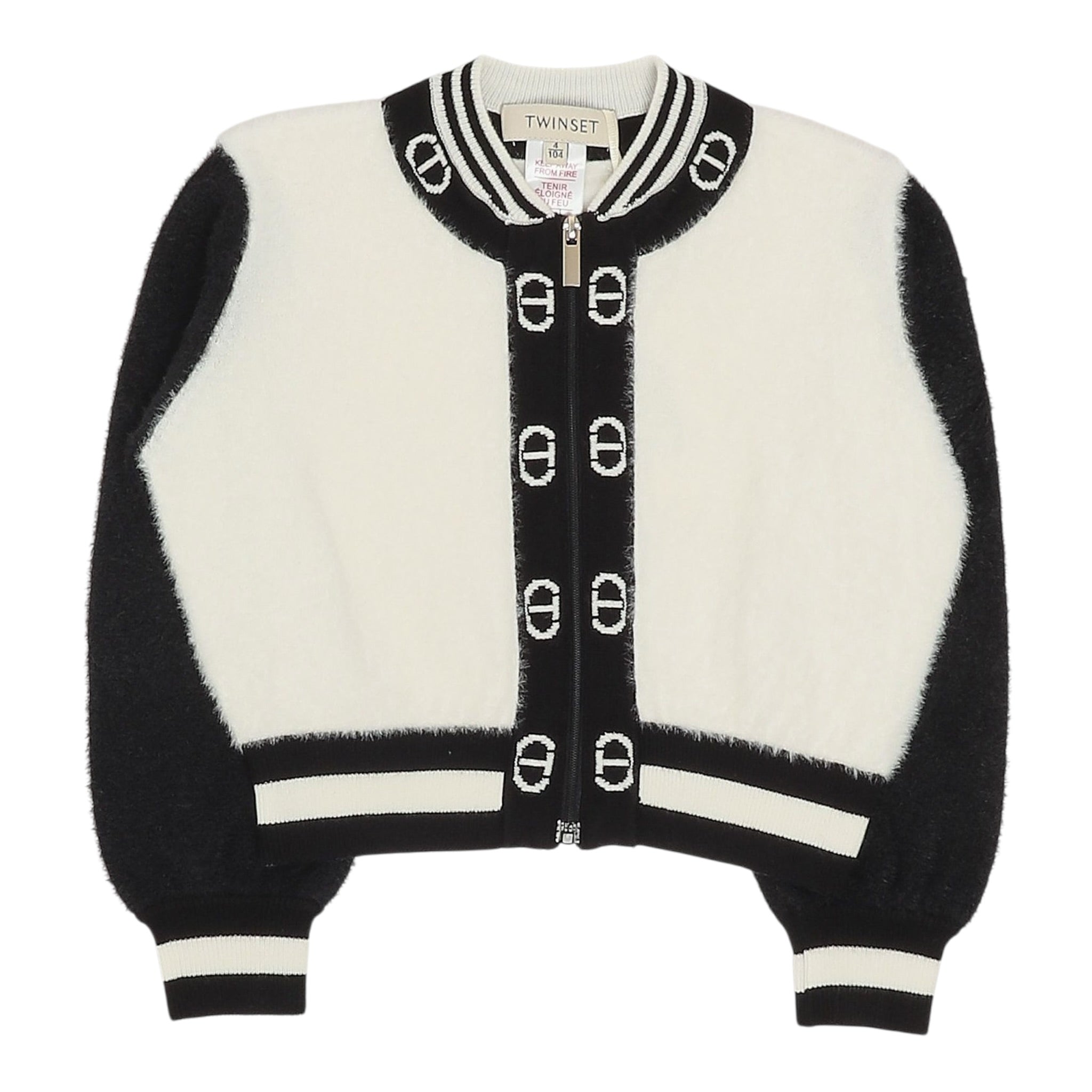 Twinset Cardigan Bicolore Logato Bianco/Nero per Neonata 252GB3020NX BIANCO/NERO TWINSET 