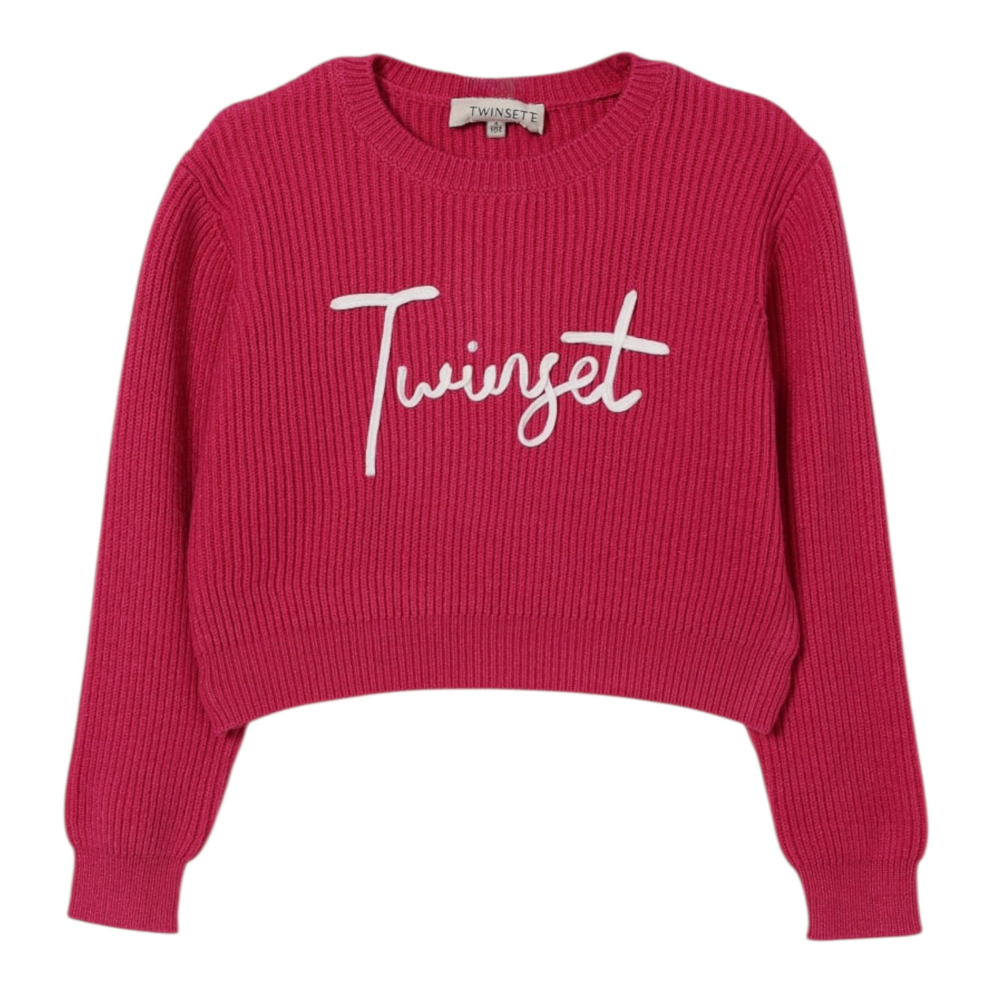 Twinset Maglia tinta unita con Stampa Fuxia per Bambina 252GB3040 FUXIA TWINSET 