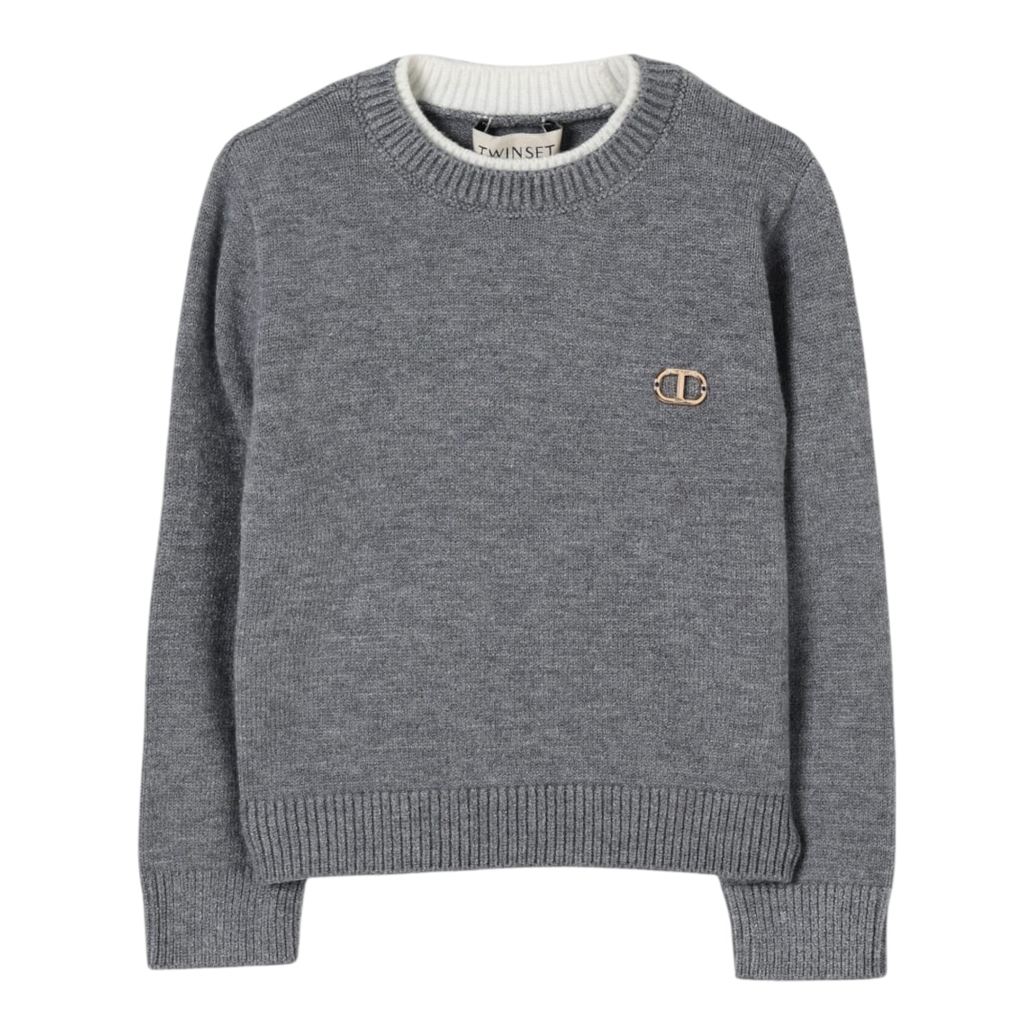 Twinset Maglia tinta unita con Logo Grigio per Neonata 252GB3070 GRIGIO TWINSET 