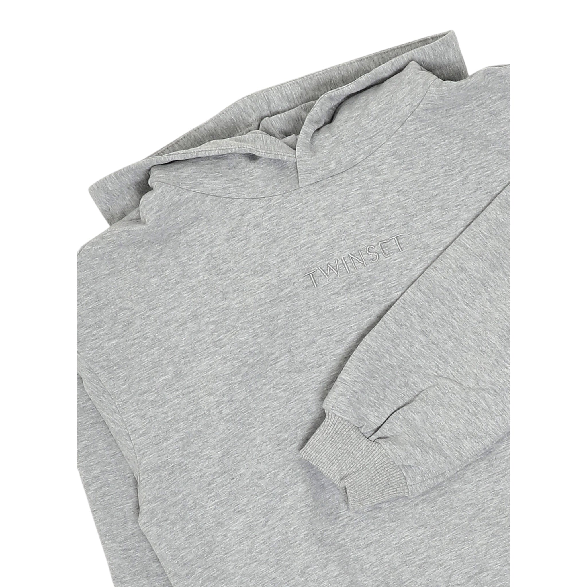 Twinset Felpa tinta unita con Cappuccio Grigio per Bambina 252GJ2010 GRIGIO TWINSET 