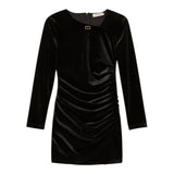 Twinset Abito Manica Lunga tinta unita In Camoscio Nero per Bambina 252GJ2035X NERO TWINSET 