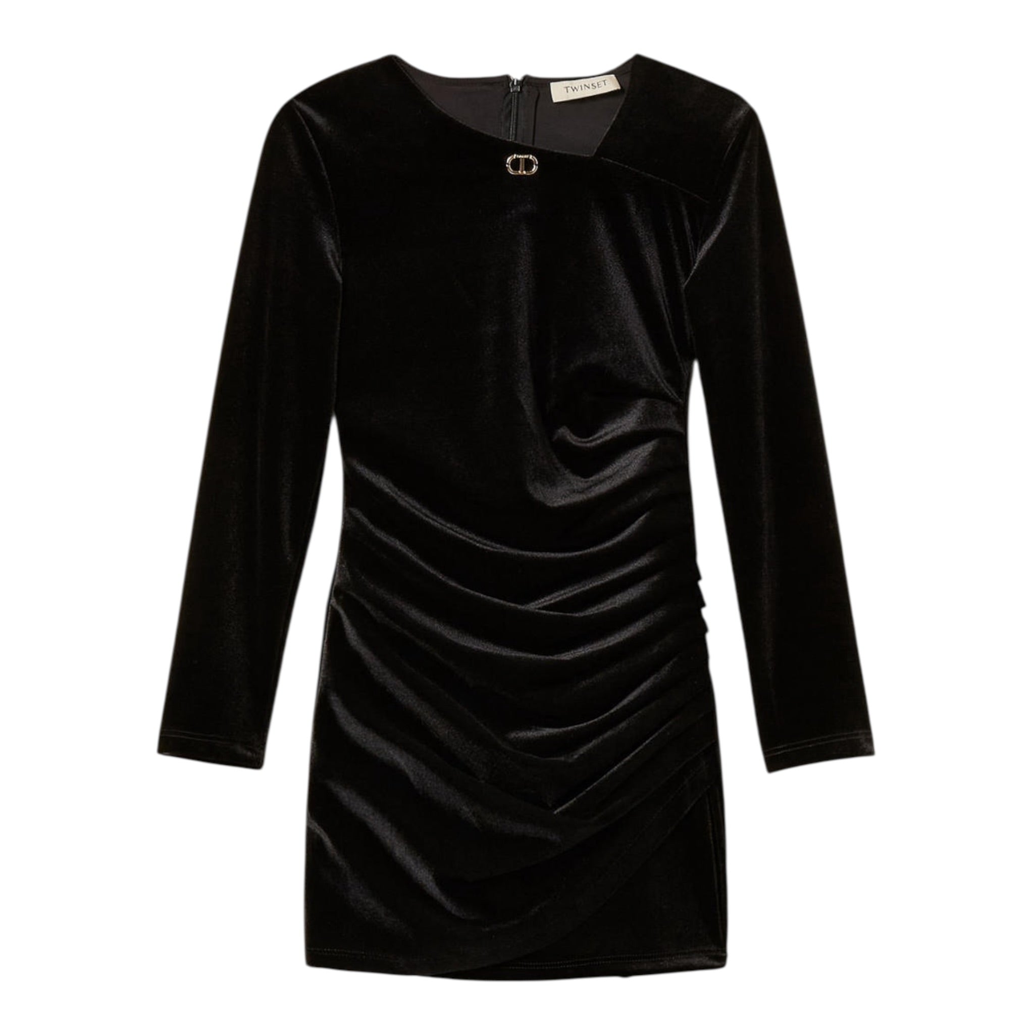 Twinset Abito Manica Lunga tinta unita In Camoscio Nero per Bambina 252GJ2035X NERO TWINSET 