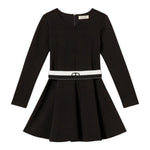 Twinset Abito tinta unita con Cintura Nero per Bambina 252GJ205BX NERO TWINSET 