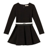 Twinset Abito tinta unita con Cintura Nero per Bambina 252GJ205BX NERO TWINSET 