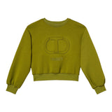 Twinset Felpa Girocollo tinta unita con Logo Verde per Bambina 252GJ205MX VERDE TWINSET 