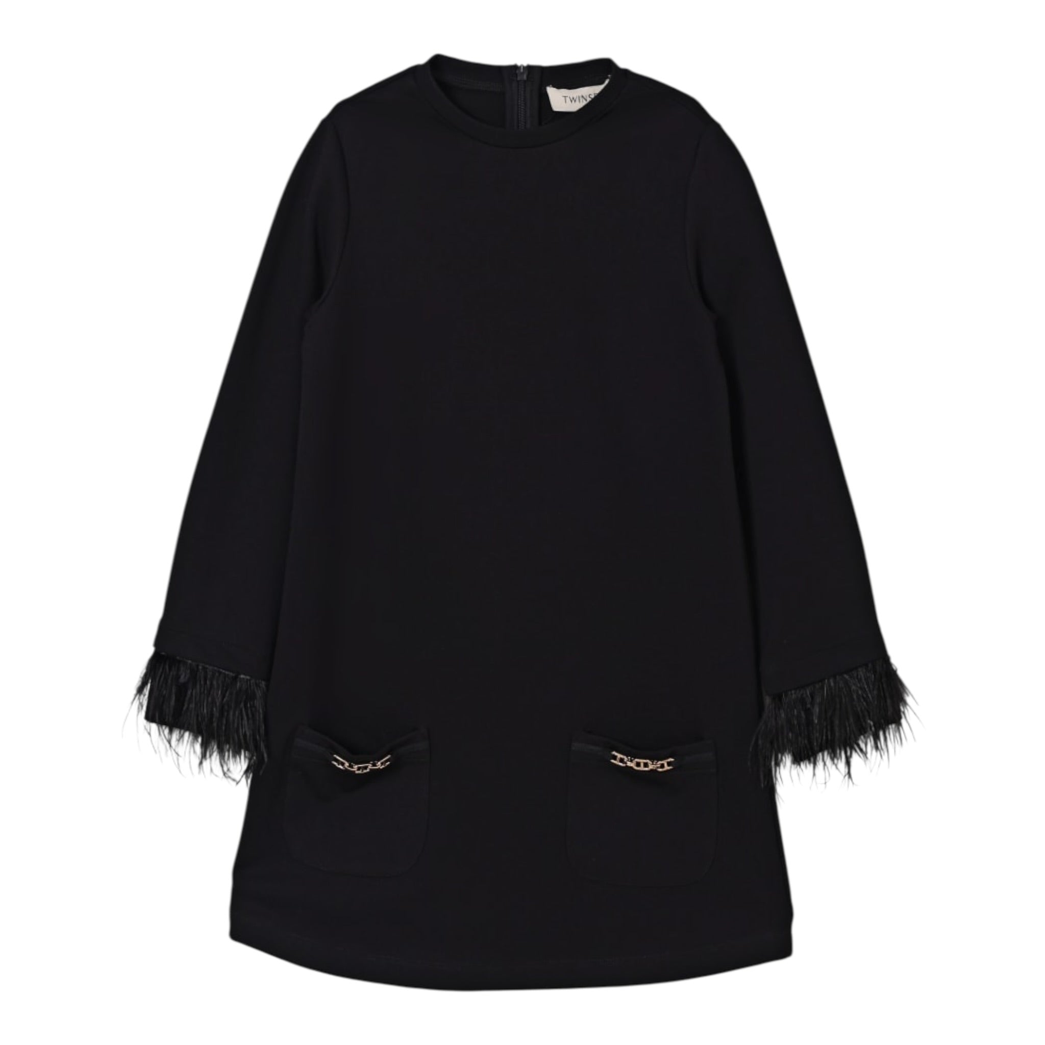Twinset Abito tinta unita con Polsini Rimovibili Nero per Bambina 252GJ2111X NERO TWINSET 
