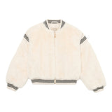 Twinset Giubbino tinta unita con Pelliccia E Zip Panna per Bambina 252GJ2170X PANNA TWINSET 