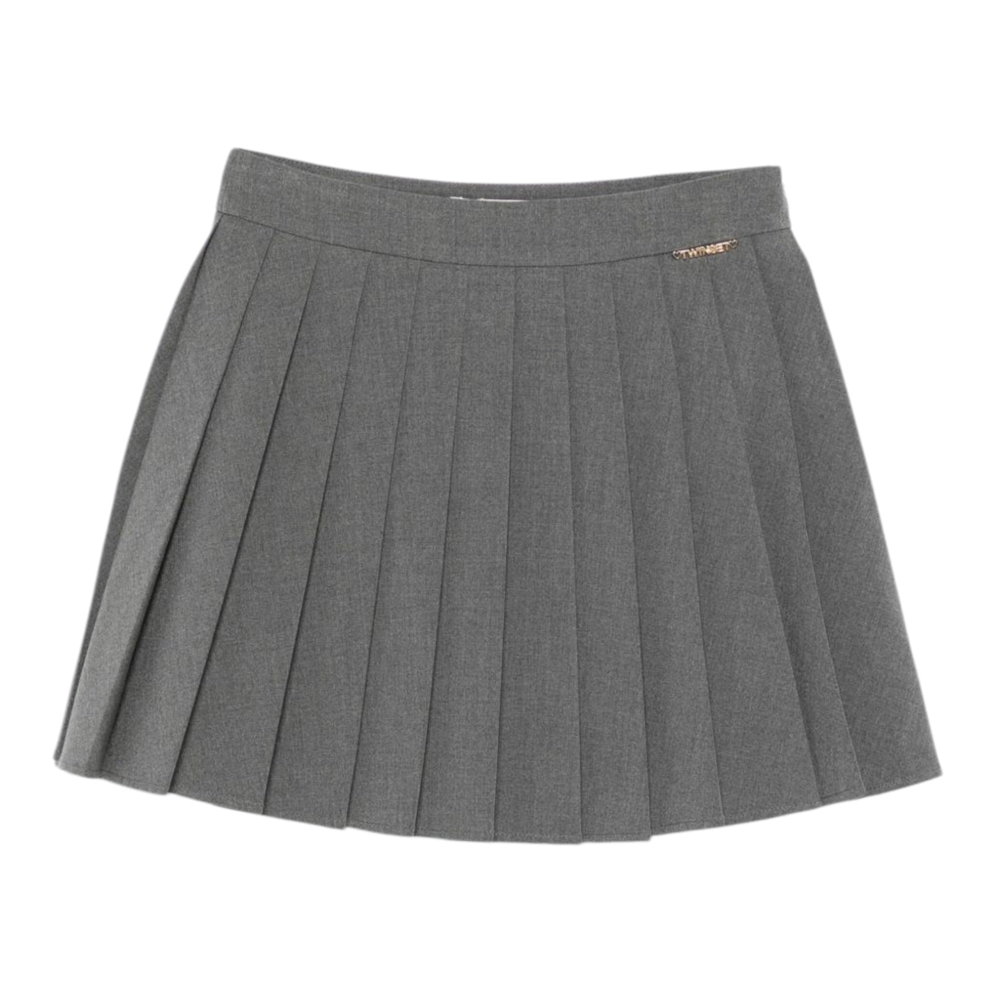 Twinset Gonna tinta unita con Logo Grigio per Bambina 252GJ2271 GRIGIO TWINSET 