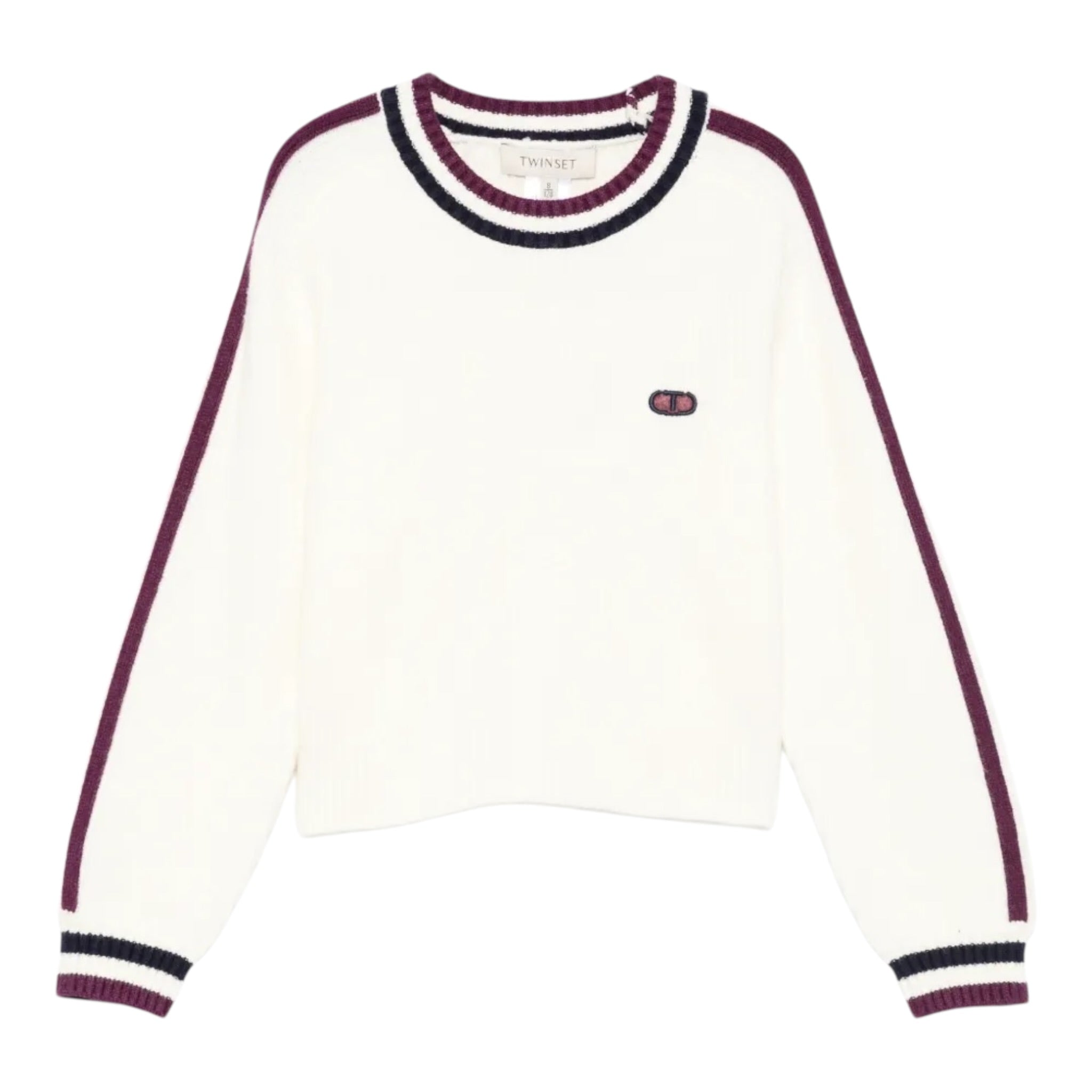 Twinset Maglia tinta unita con Profili In Contrasto Panna per Bambina 252GJ3030 PANNA TWINSET 