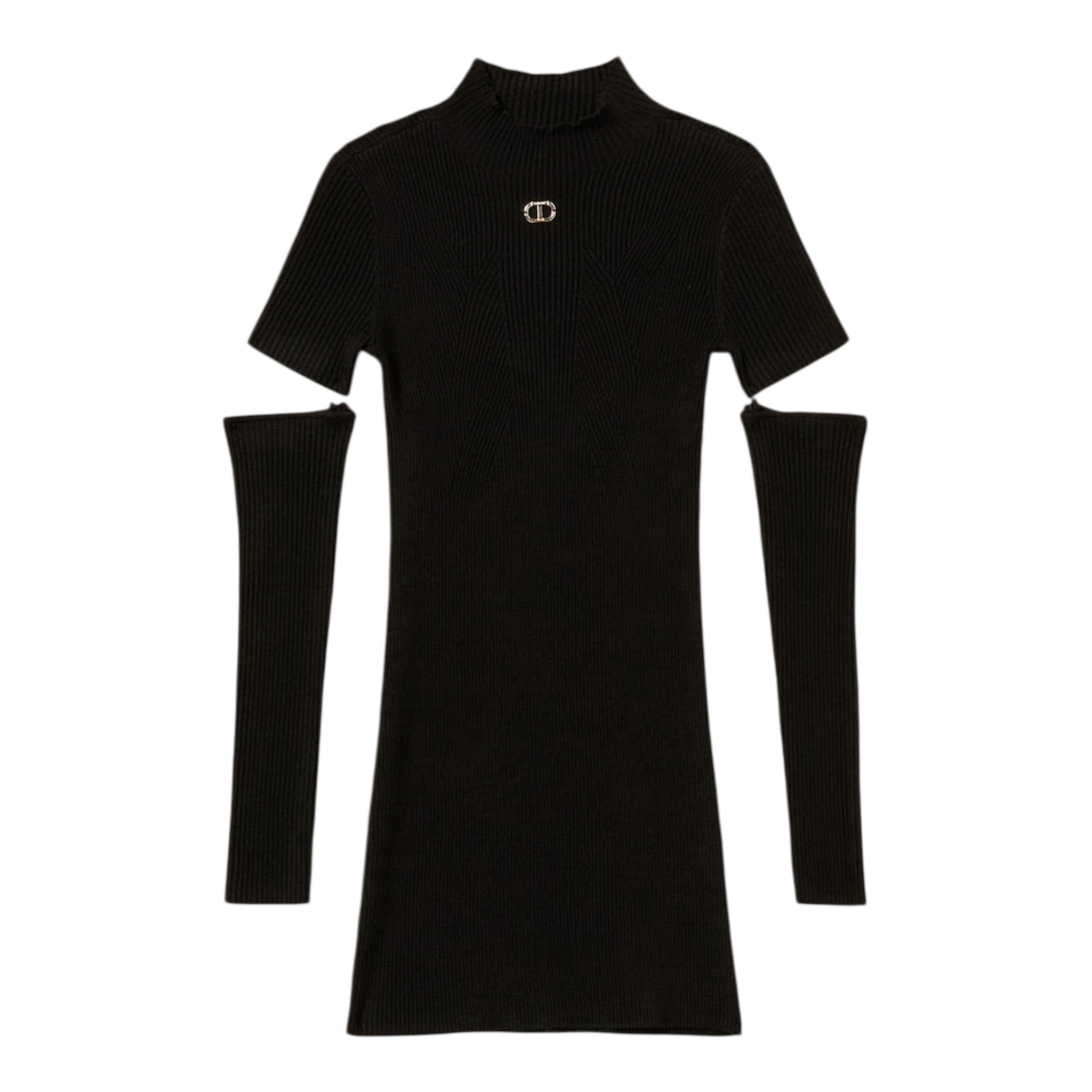 Twinset Abito tinta unita con Manicotti Nero per Bambina 252GJ3040XX NERO TWINSET 