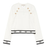 Twinset Maglia Girocollo tinta unita con Loghi Panna per Bambina 252GJ3073X PANNA TWINSET 