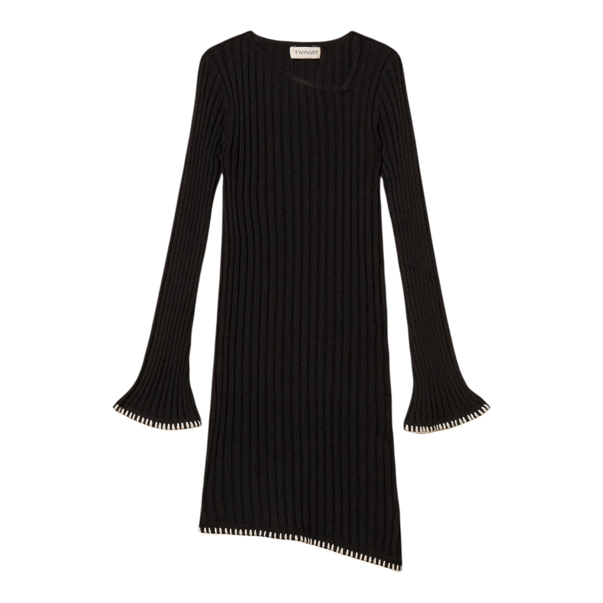 Twinset Abito Manica Lunga tinta unita con Logo Nero per Bambina 252GJ3093 NERO TWINSET 