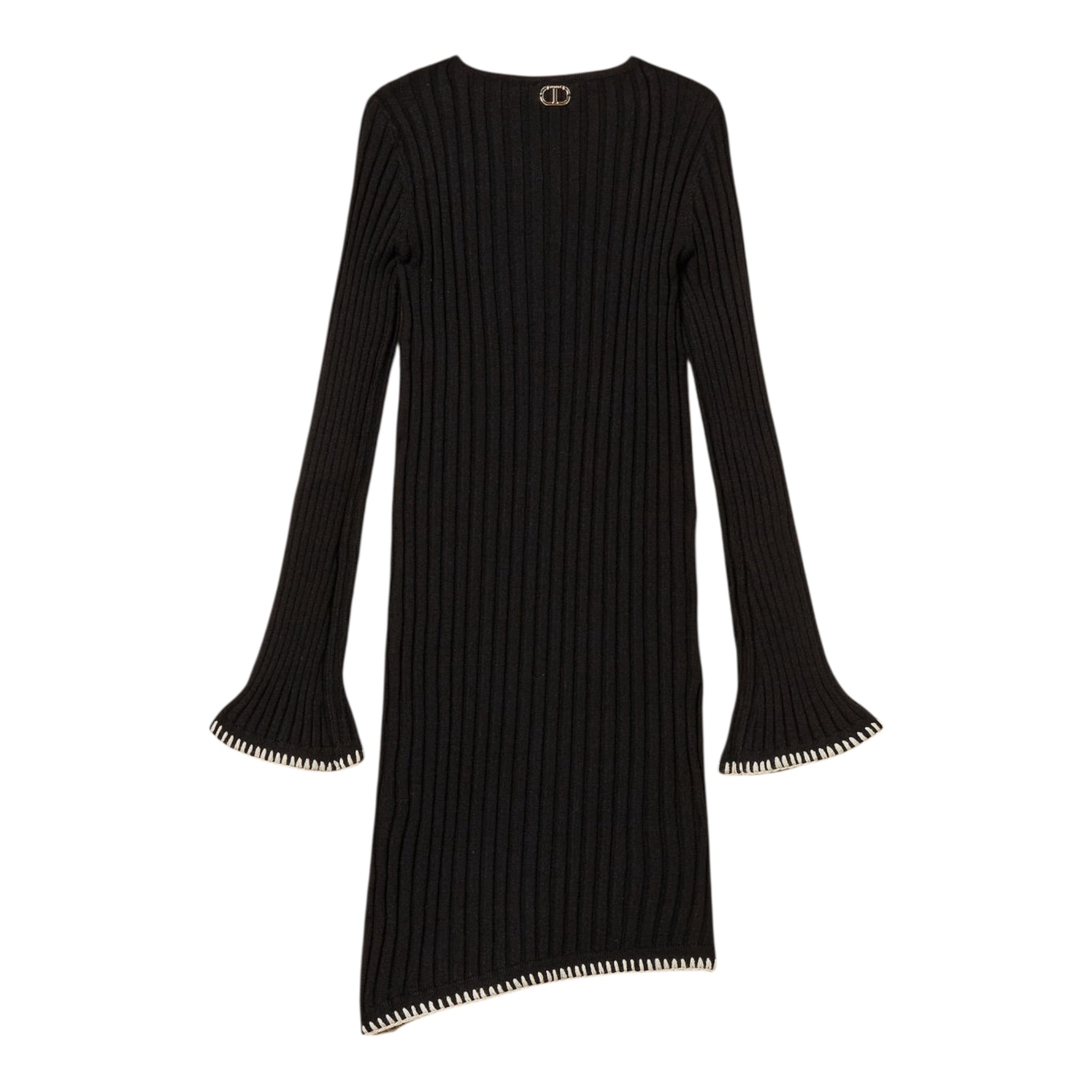 Twinset Abito Manica Lunga tinta unita con Logo Nero per Bambina 252GJ3093 NERO TWINSET 