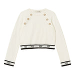Twinset Maglia Girocollo tinta unita con Logo Panna per Bambina 262GJ3073 PANNA TWINSET 