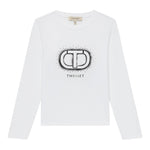 Twinset Shirt tinta unita con Stampa Bianco per Bambina GJ2320 BIANCO TWINSET 