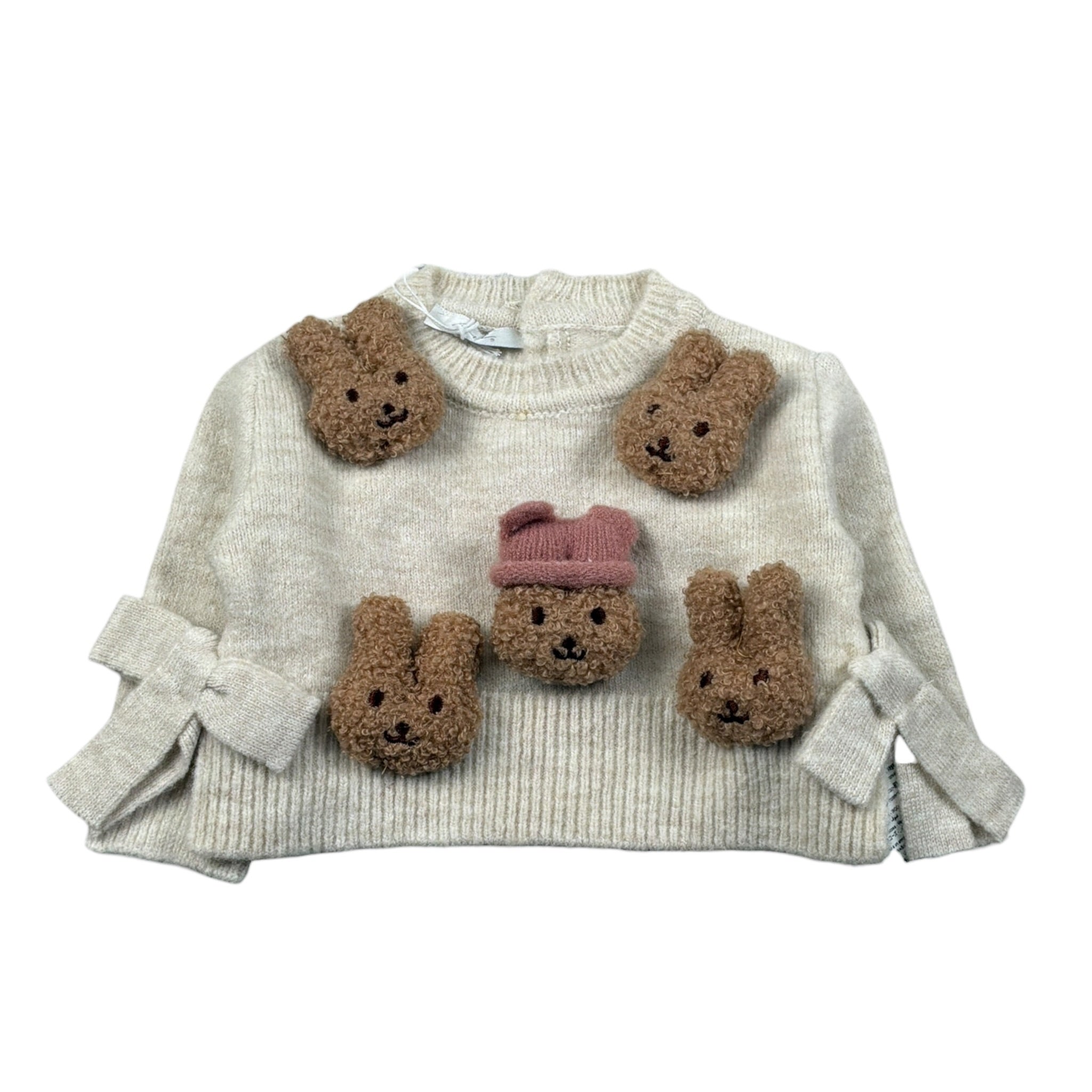 U+È Felpa Chiusa Girocollo tinta unita con Applicazioni Beige per Bambina UE1901X BEIGE U+è 