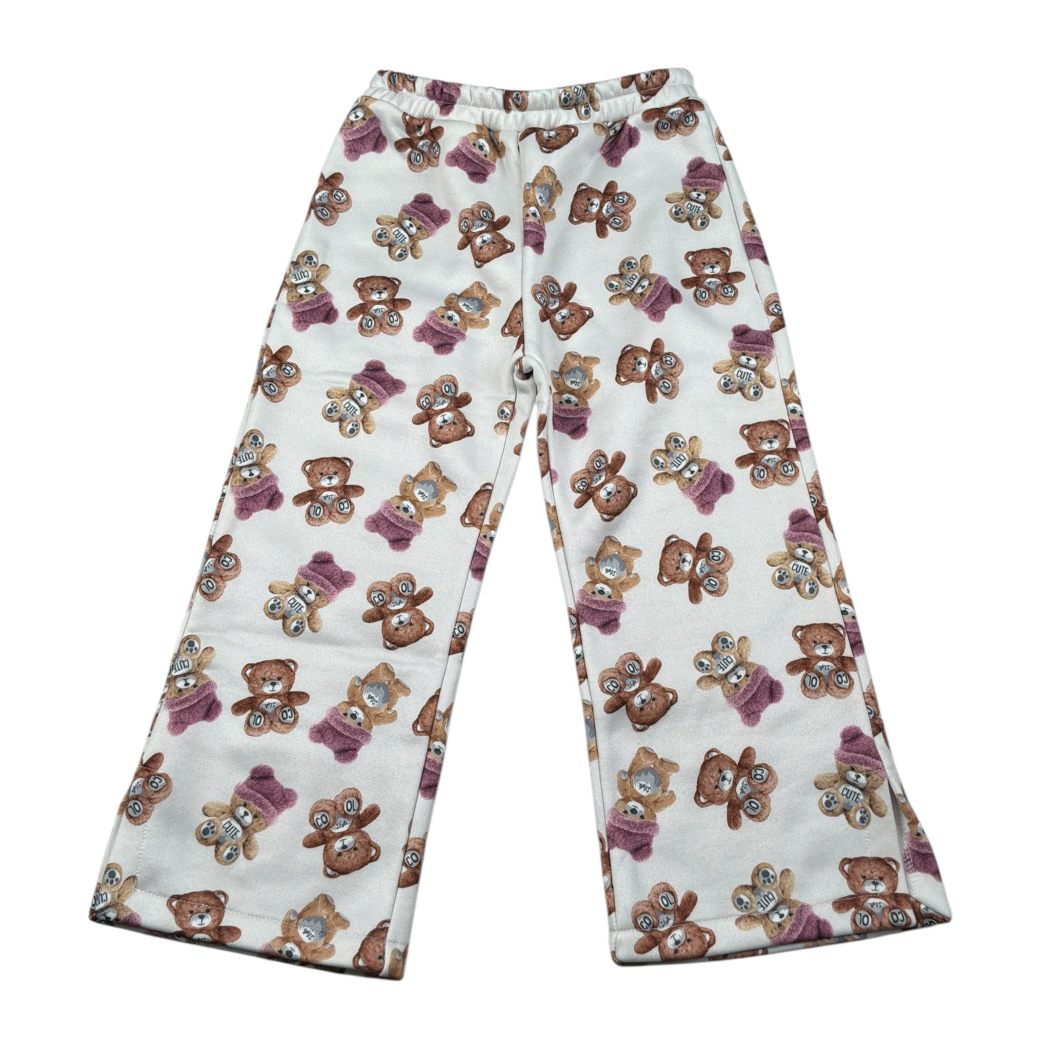 U+È Pantalone tinta unita con Orsi Bianco per Bambina UE2076 BIANCO U+è 