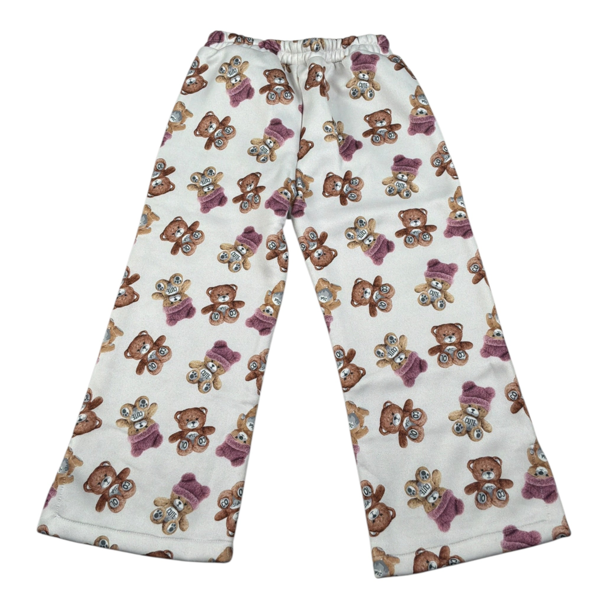 U+È Pantalone tinta unita con Orsi Bianco per Bambina UE2076 BIANCO U+è 