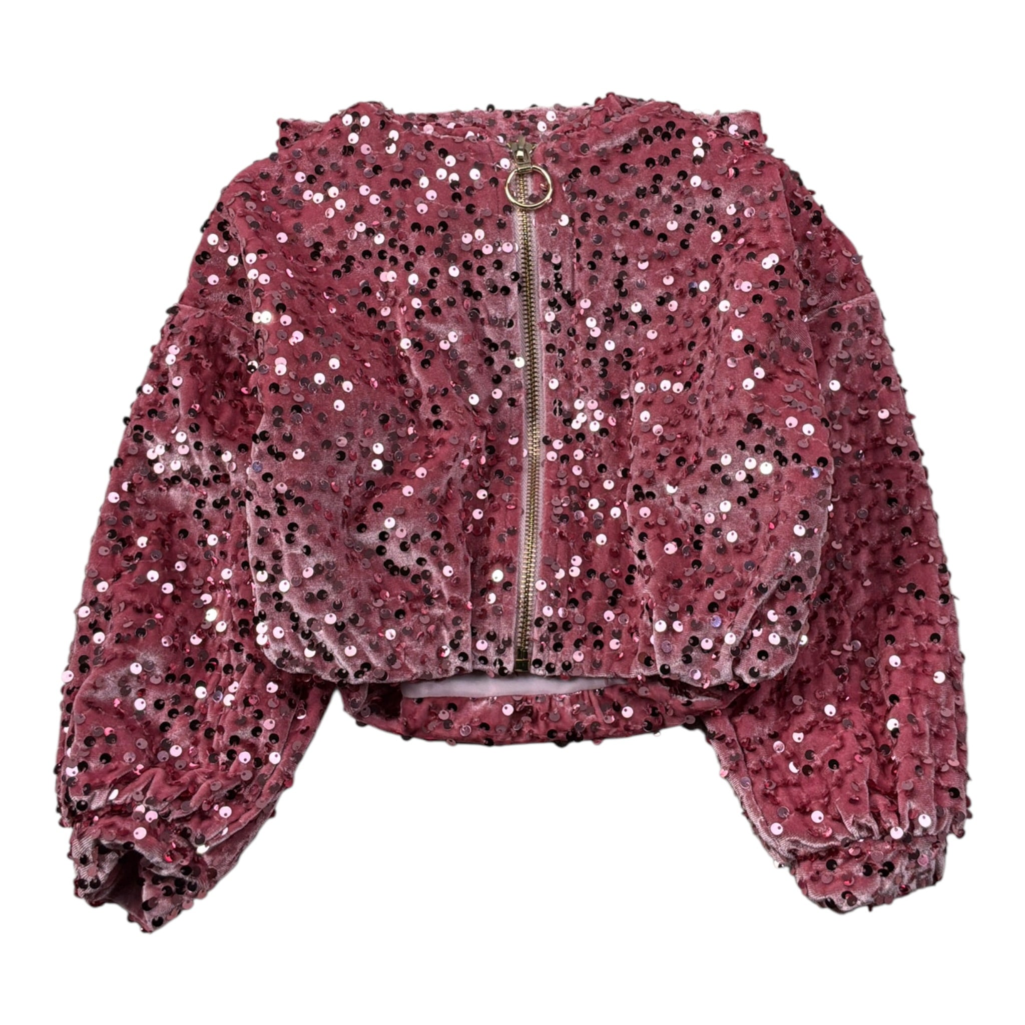 U+È Felpa tinta unita con Paillettes E Cappuccio Rosa per Bambina UE2114 ROSA U+è 