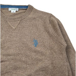 U.S. Polo Assn Maglia Girocollo tinta unita Fango per Bambino LANA FANGO U.S. POLO ASSN 