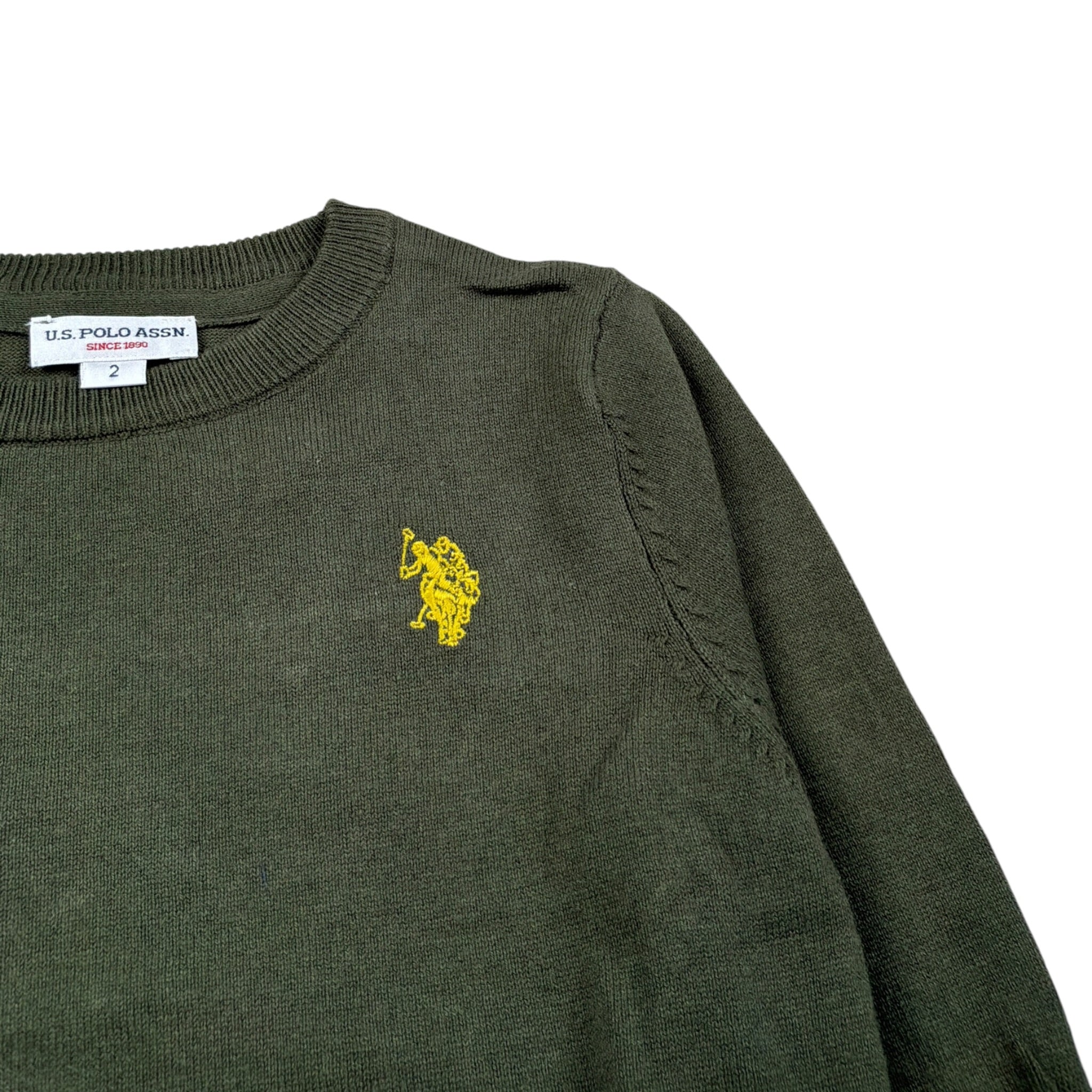 U.S. Polo Assn Maglia Girocollo tinta unita con Logo Verde per Neonato US425733 VERDE U.S. POLO ASSN 