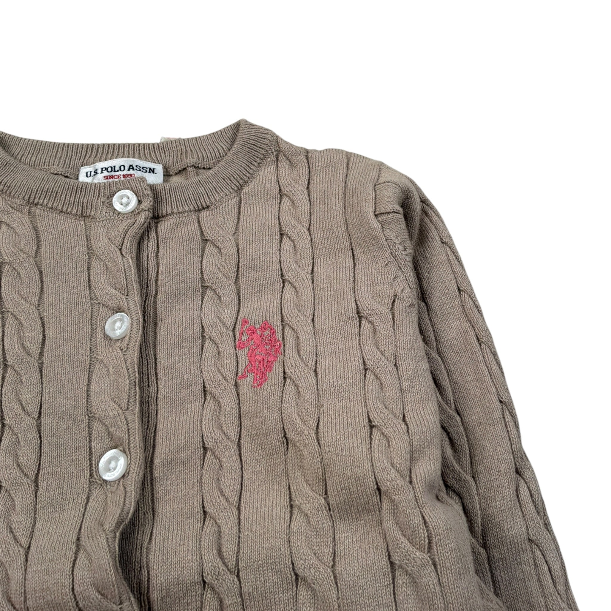 U.S. Polo Assn Cardigan tinta unita con Logo Beige per Neonata US42675 BEIGE U.S. POLO ASSN 