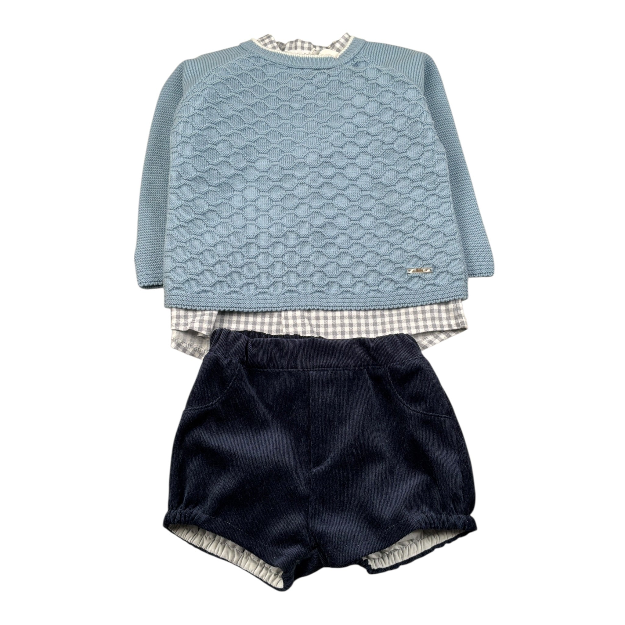 Valentina Bebes Completo 3 Pezzi Maglia-Cintura-Bermuda Azzurro per Neonato HADA7 AZZURRO VALENTINA BEBES 