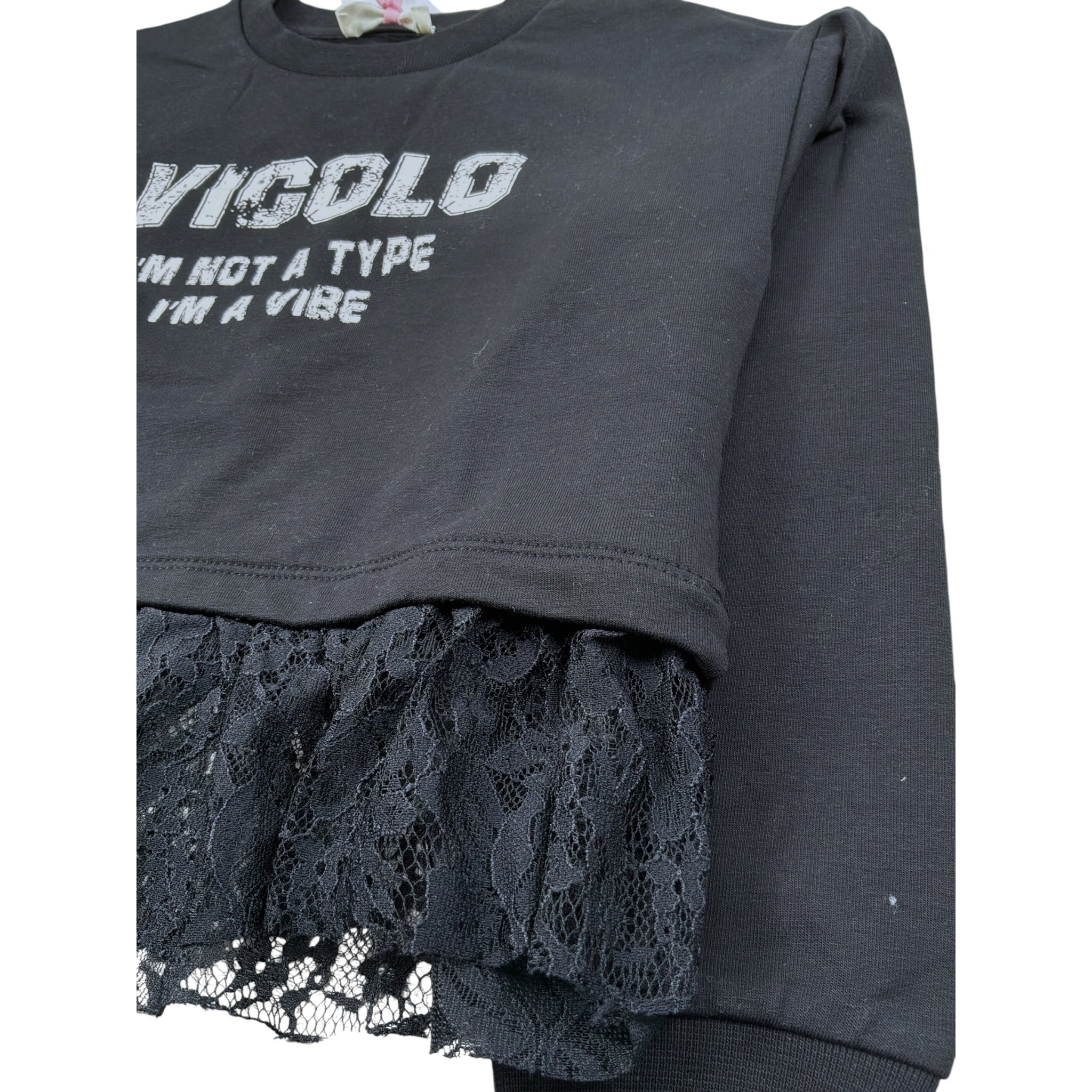 Vicolo Felpa Chiusa Girocollo tinta unita con Logo Nero per Bambina 3141FY00332 NERO VICOLO 