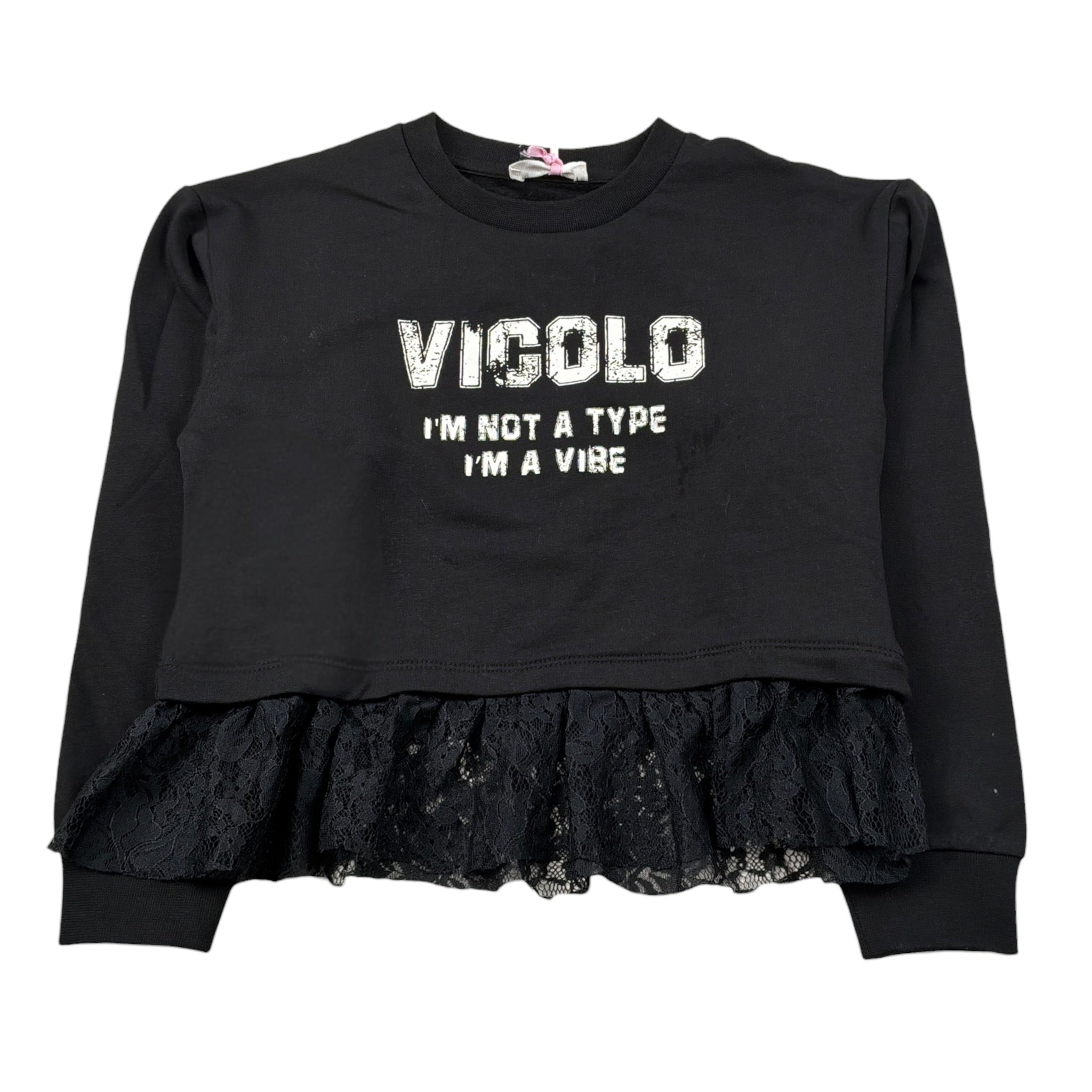Vicolo Felpa Chiusa Girocollo tinta unita con Logo Nero per Neonata 3141FY00332N NERO VICOLO 