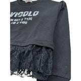 Vicolo Felpa Chiusa Girocollo tinta unita con Logo Nero per Neonata 3141FY00332N NERO VICOLO 