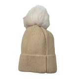 Yes London Cappello tinta unita con Pon Pon Beige per Bambina WIWIIW BEIGE YES LONDON 