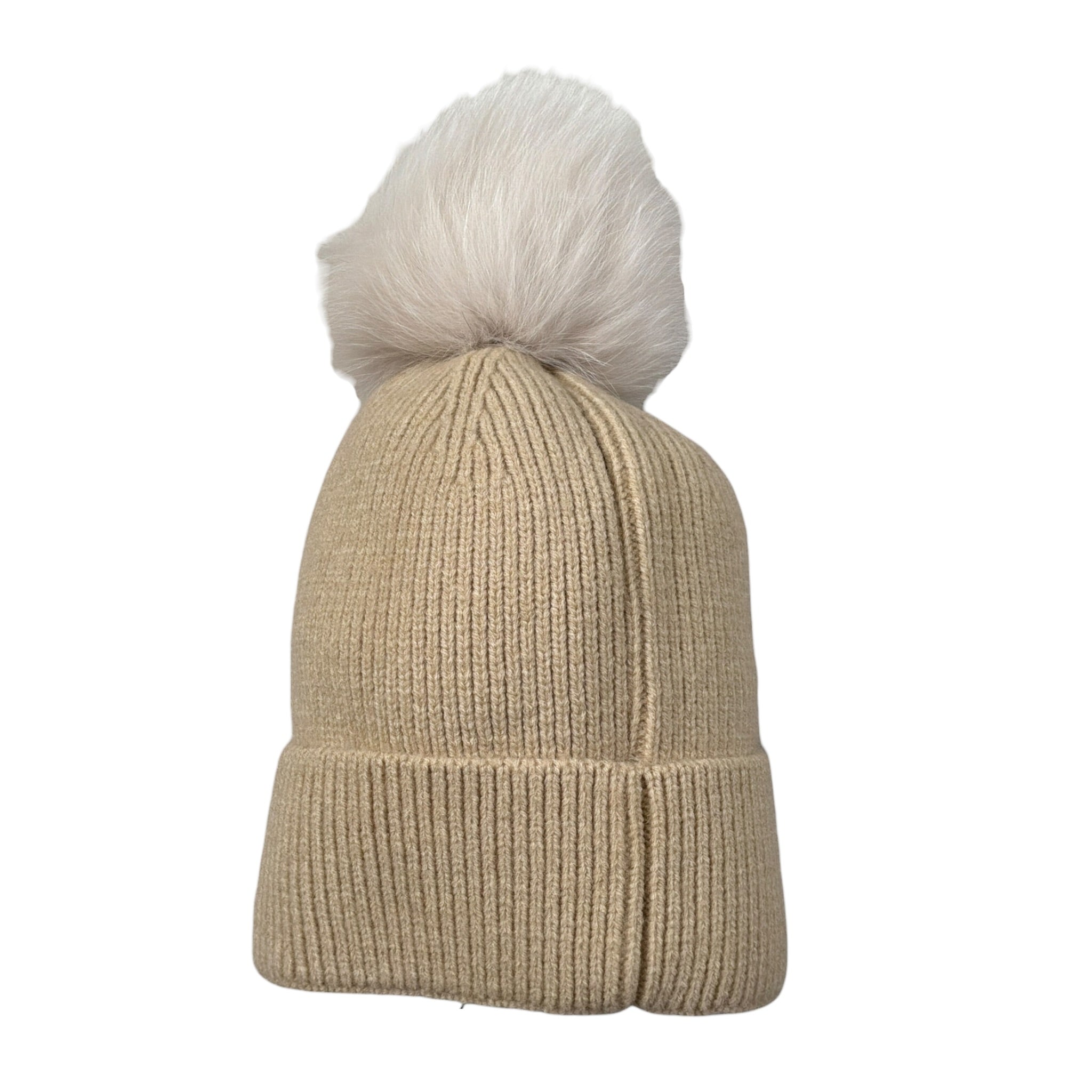 Yes London Cappello tinta unita con Pon Pon Beige per Bambina WIWIIW BEIGE YES LONDON 
