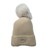 Yes London Cappello tinta unita con Pon Pon Beige per Bambina WIWIIW BEIGE YES LONDON 