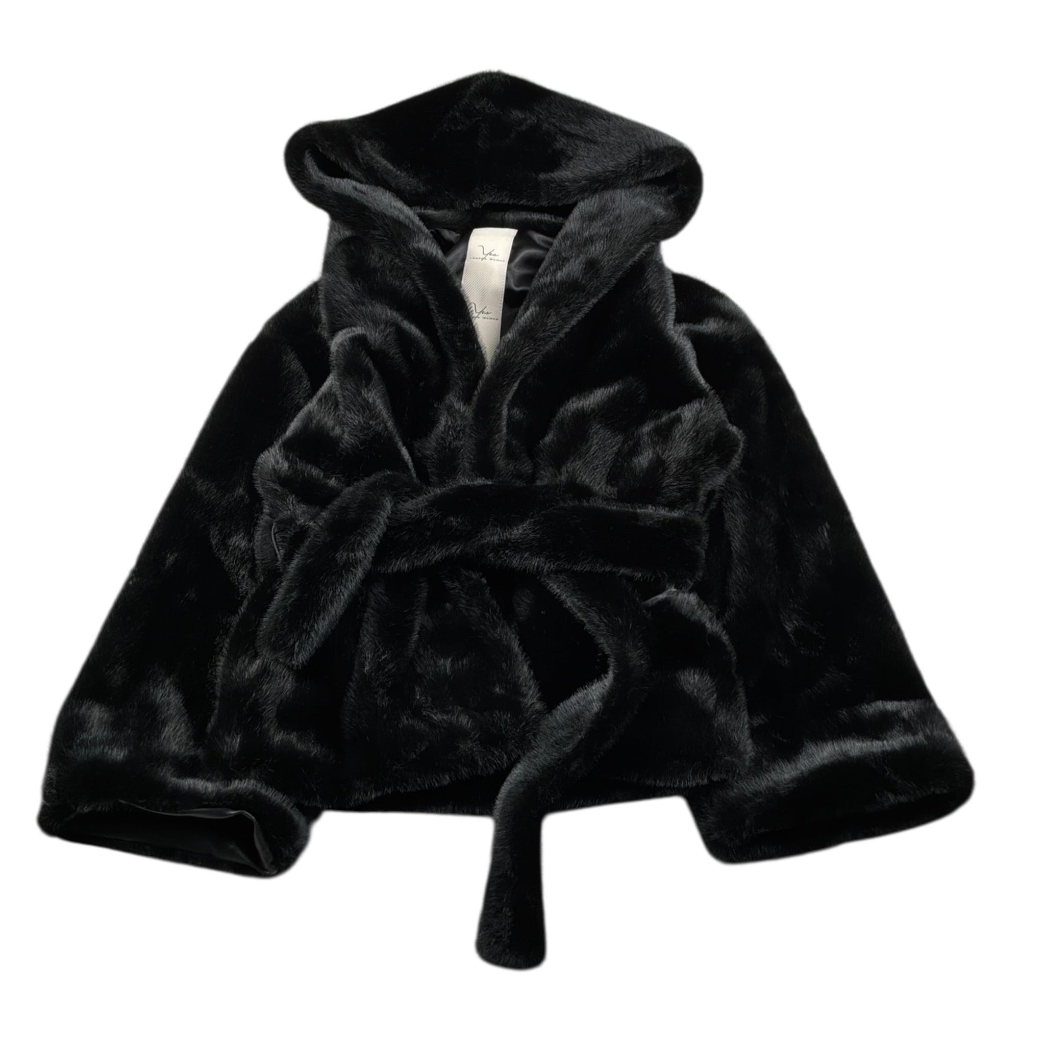 Yes London Pelliccia tinta unita con Cappuccio E Cinturino Nero per Bambina YSLEC006 NERO YES LONDON 