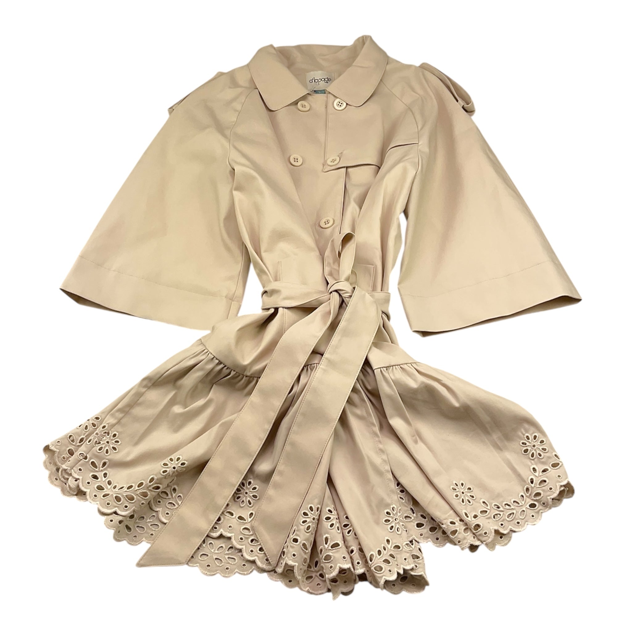 A' La Page Trench Tinta Unita con Ricami per Bambina 25SAGCSP00062 BEIGE A' LA PAGE 