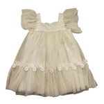 Abel & Lula Abito Mezza Manica Tinta Unita con Tulle per Bambina 5003 PANNA ABEL & LULA 