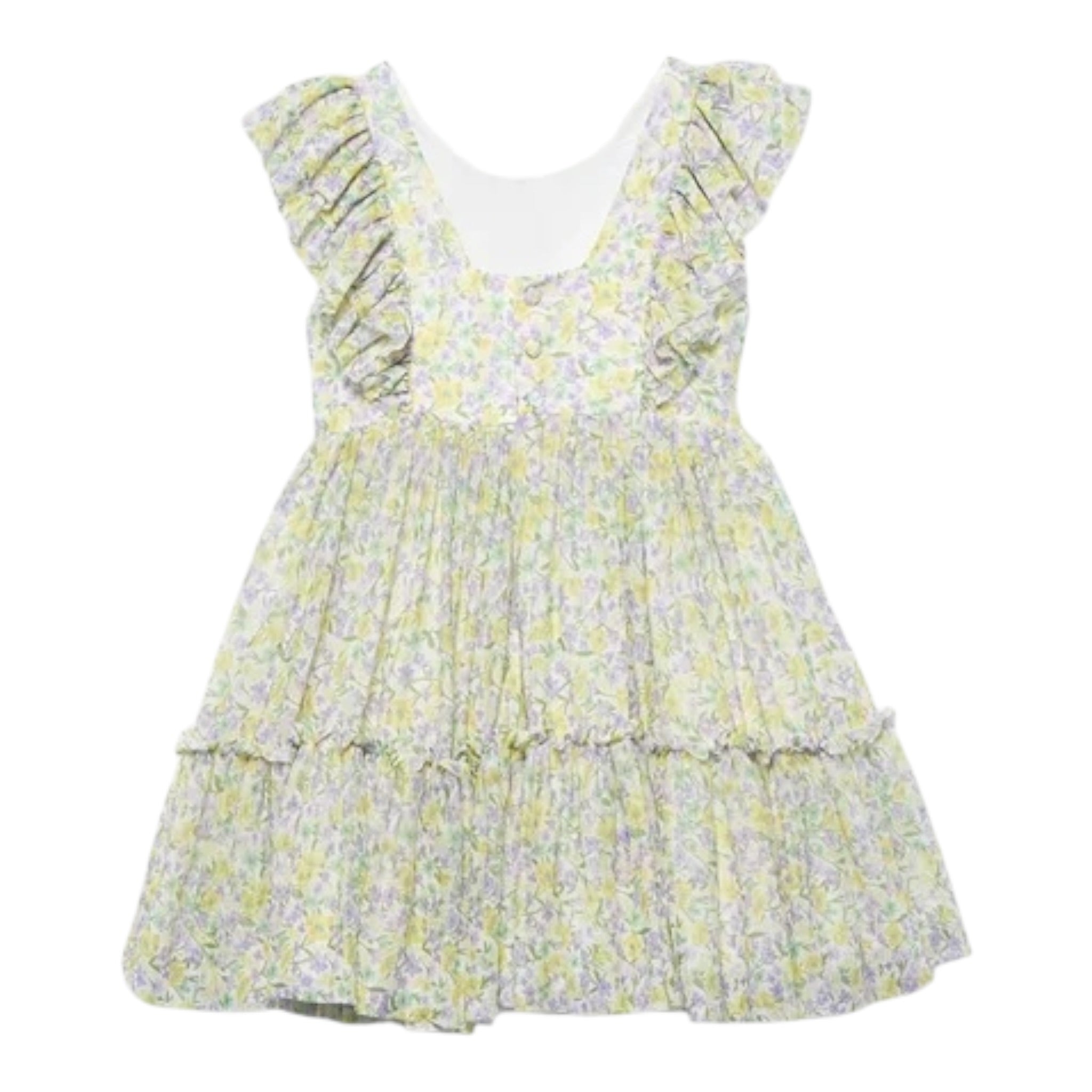 Abel & Lula Abito Tinta Unita con Fantasia Fiori per Bambina 5046 BIANCO ABEL & LULA 