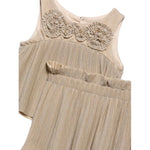 Abel & Lula Completo 2 Pezzi Top-Gonna Tinta Unita per Bambina 5071X ORO ABEL & LULA 