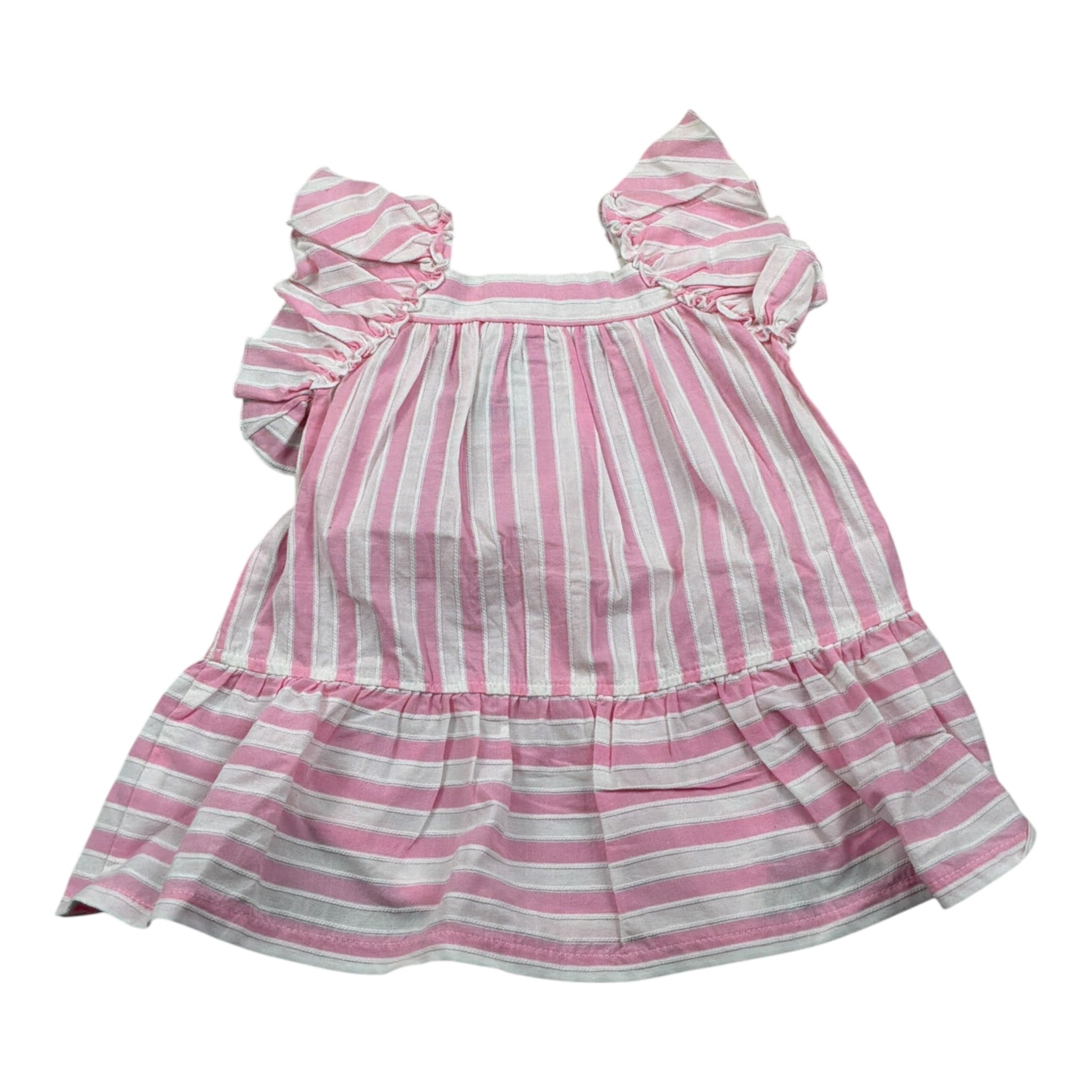 Aletta Abito Giromanica Fantasia A Righe Bianco/Rosa per Neonata R22607 BIANCO/ROSA ALETTA 
