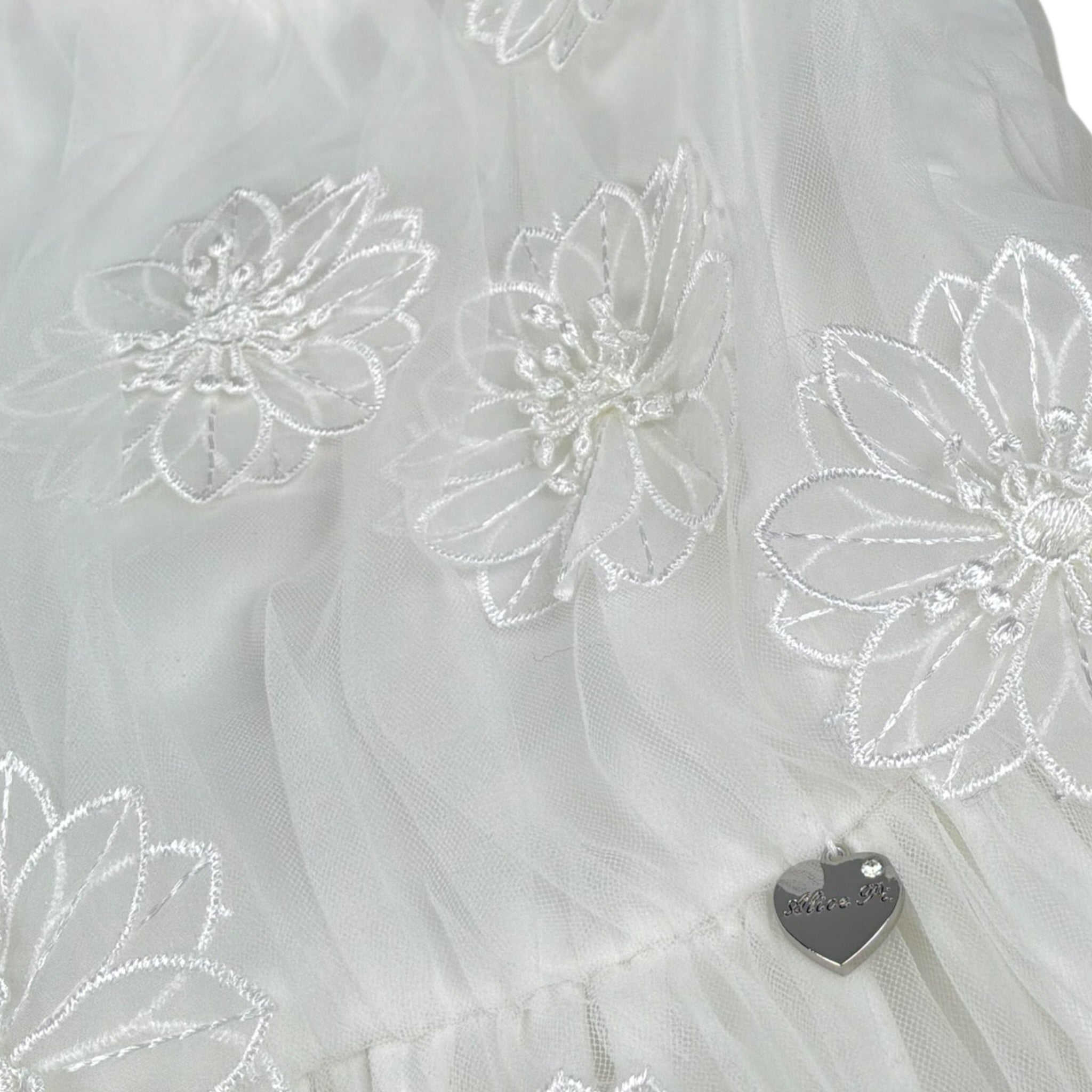 Alice Pi Abito Cerimonia Tinta Unita con Tulle per Bambina 2209 BIANCO ALICE PI 