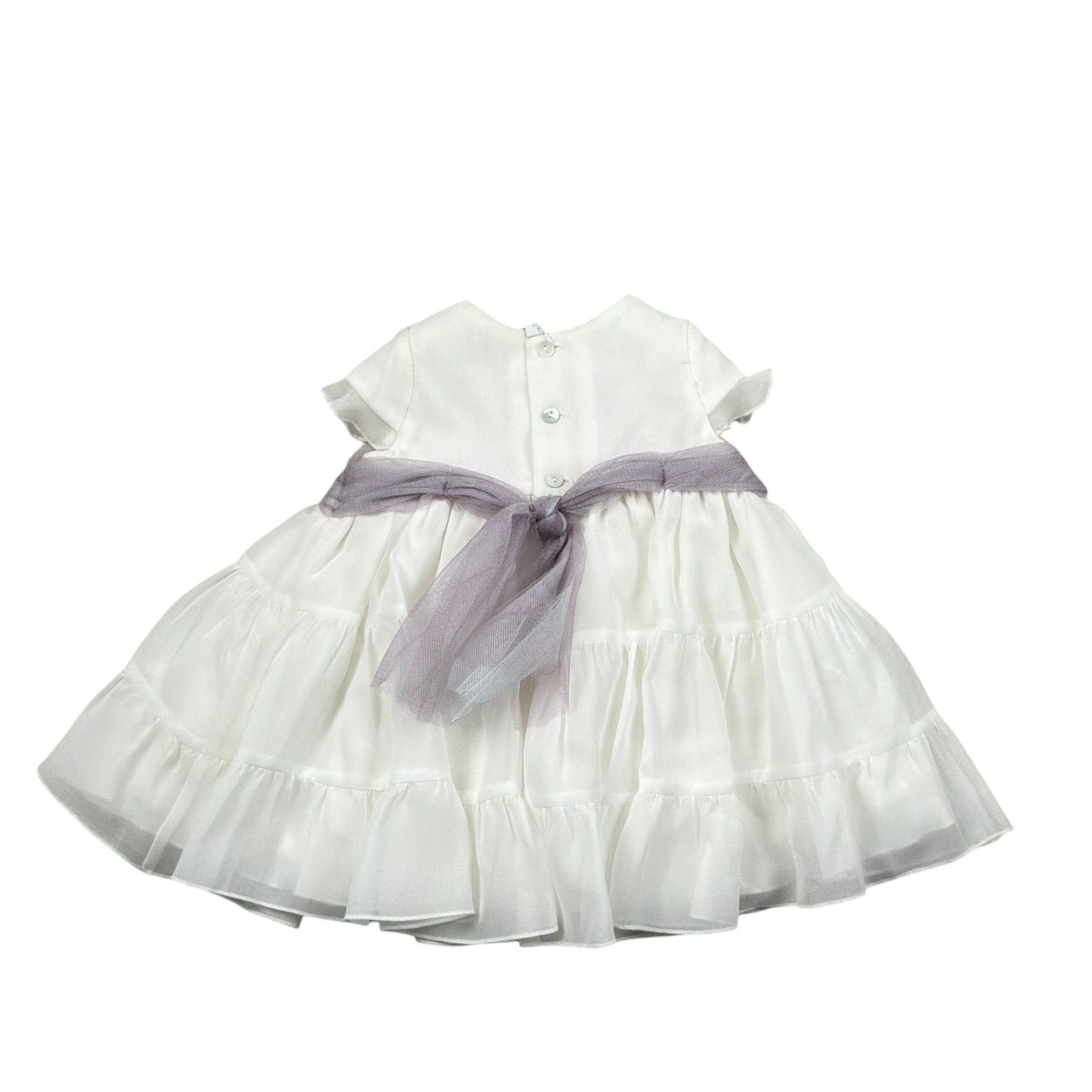 Amaya Abito Mezza Manica tinta unita con Tulle Bianco per Neonata 532215 BIANCO AMAYA 