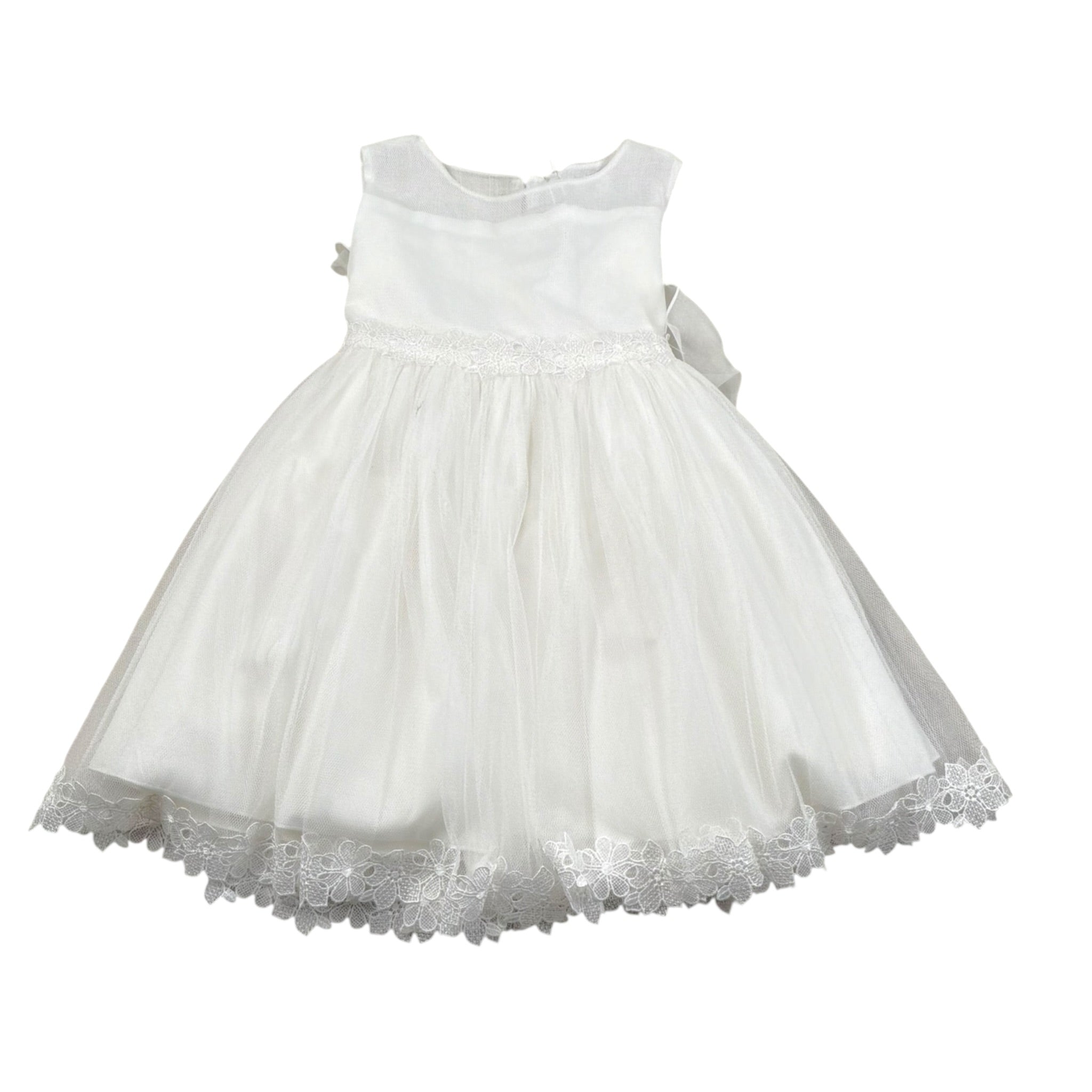 Amaya Abito Giromanica tinta unita con Tulle Bianco per Neonata 591419 BIANCO AMAYA 