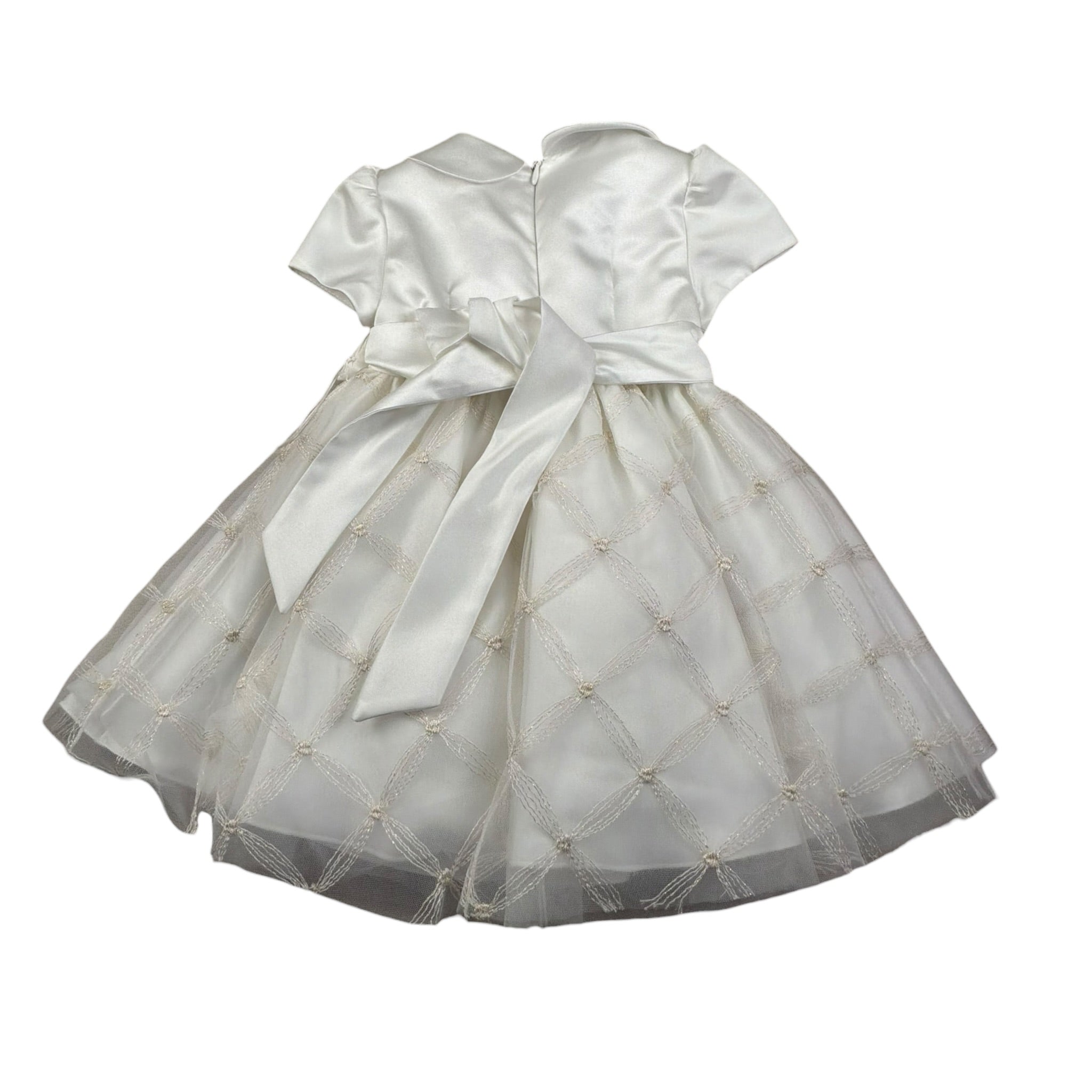 Ambaraba Abito Mezza Manica Cerimoniale Tinta Unita per Neonata FF34110 BIANCO AMBARABA 