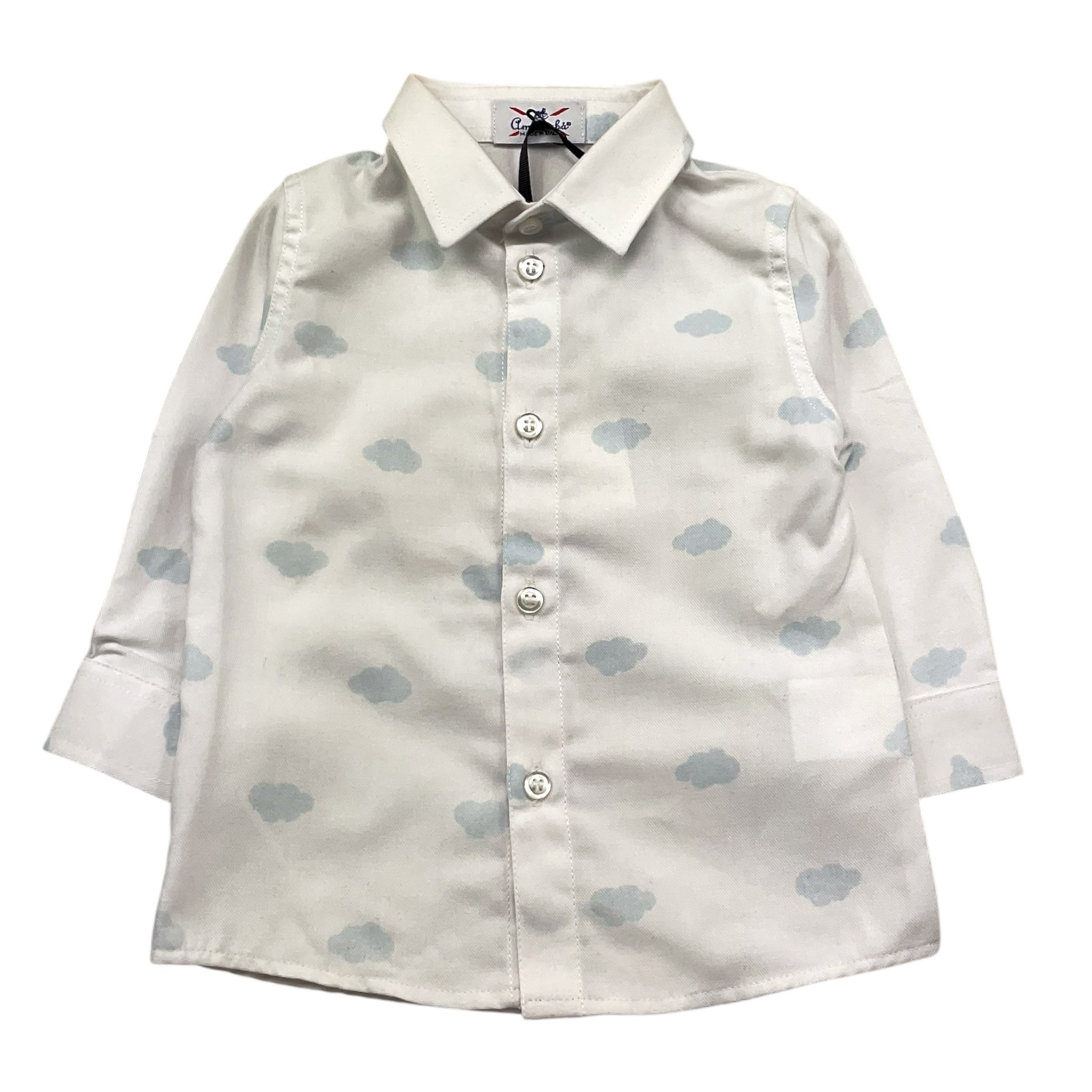 Ambaraba Camicia Manica Lunga Tinta Unita con Stampa Nuvole per Neonato FM36167 BIANCO AMBARABA 
