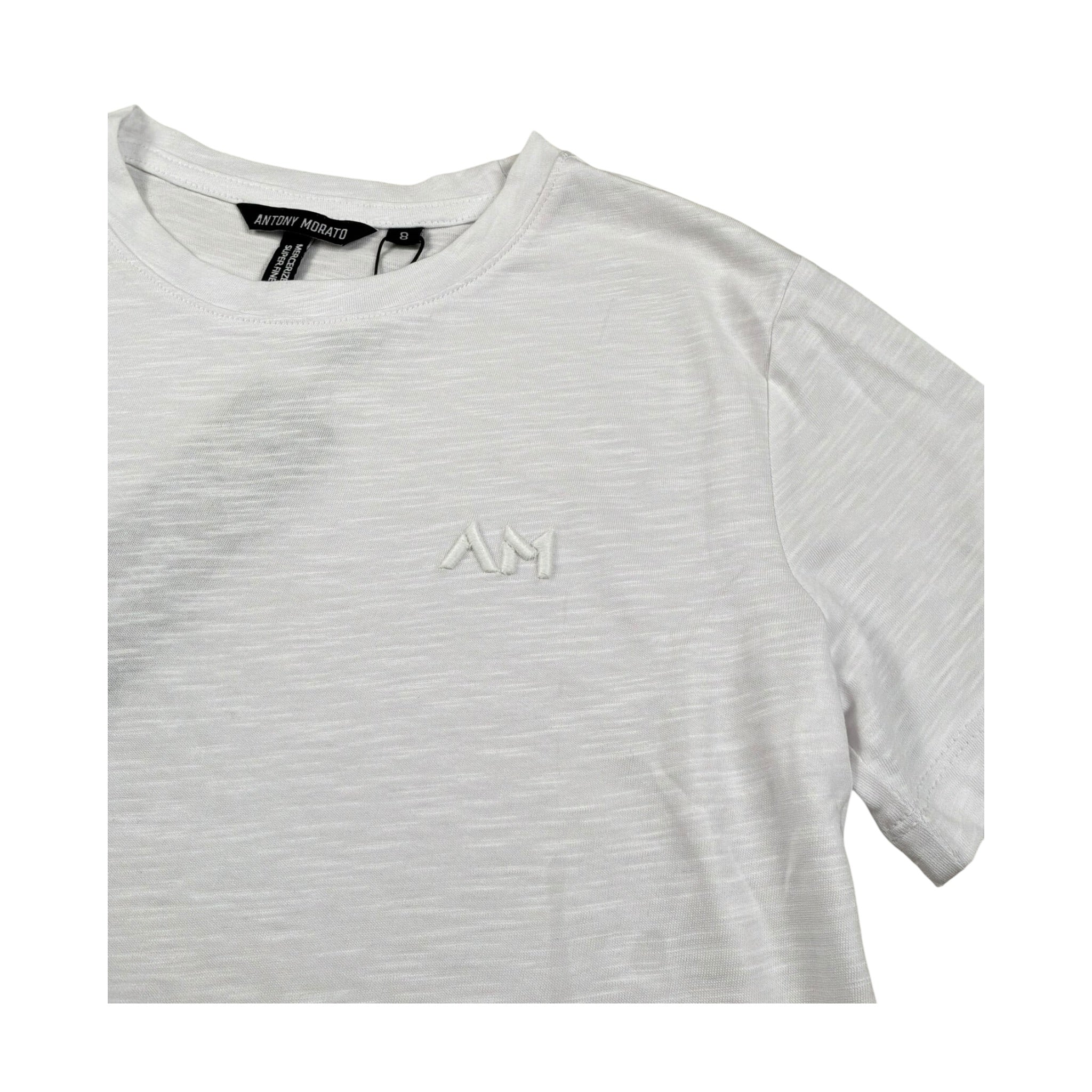 Antony Morato T-Shirt Girocollo Tinta Unitacon Logo per Bambino MKKS00708 BIANCO ANTONY MORATO 